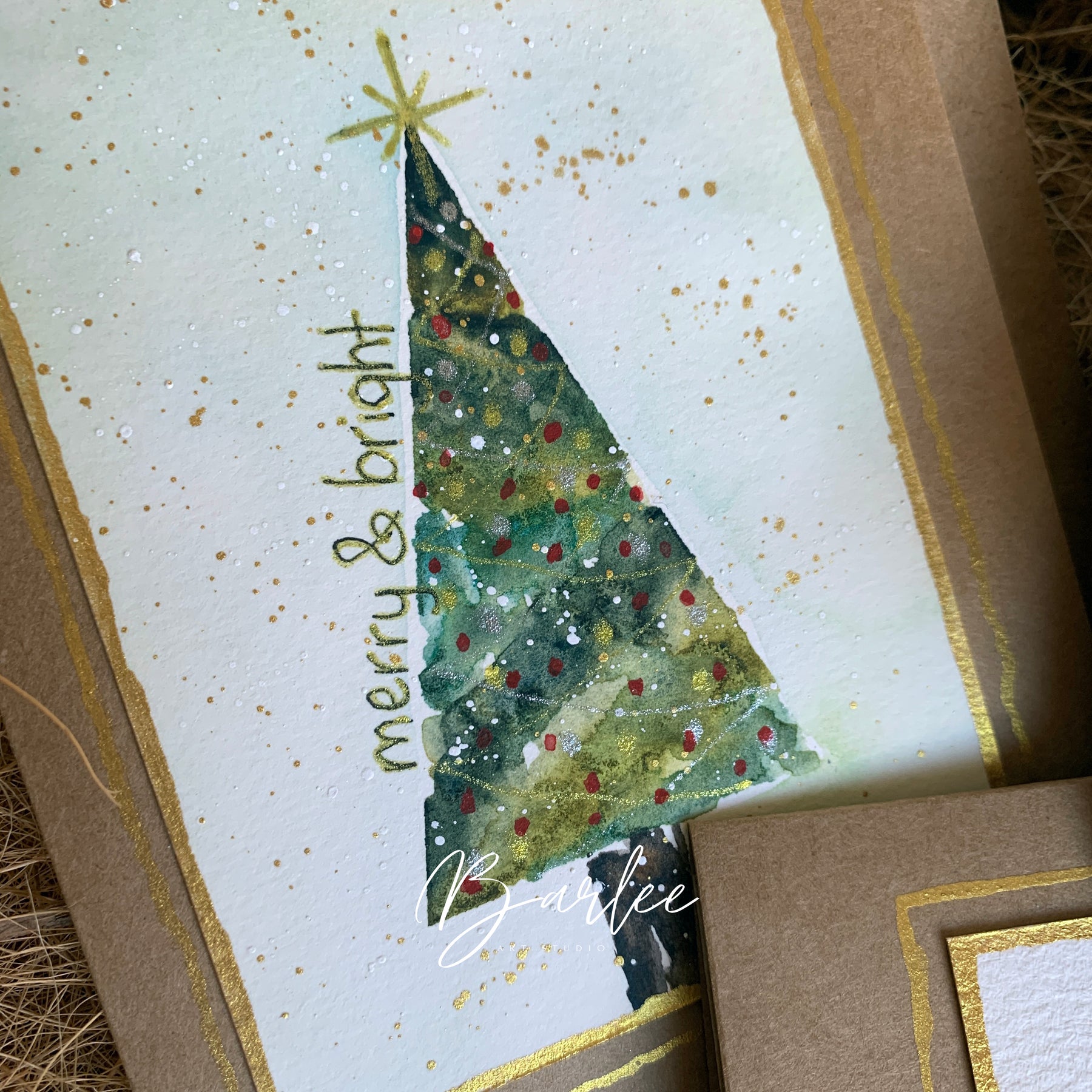 Set of 3 Hand-Painted Christmas Cards - One-of-a-Kind.