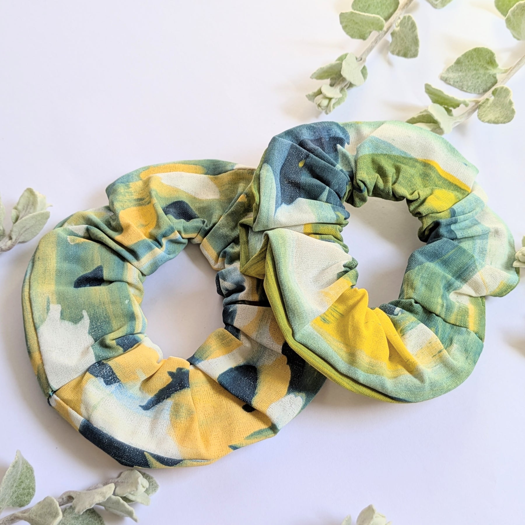 Hand Printed Fabric Scrunchies