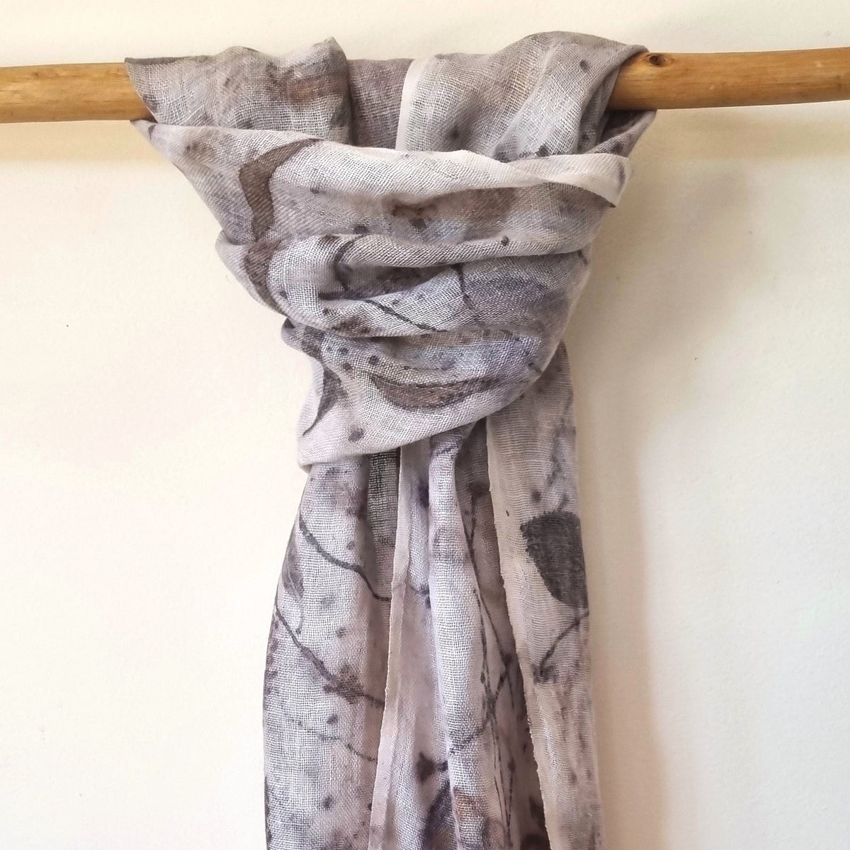 Pure Handloomed Linen - Botanical Print Scarf/Wrap - The Ingrid