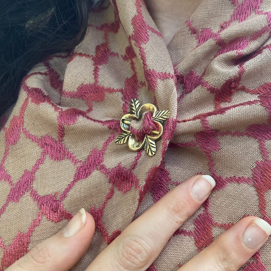 Bronze Quatrefoil Leaf Brooch