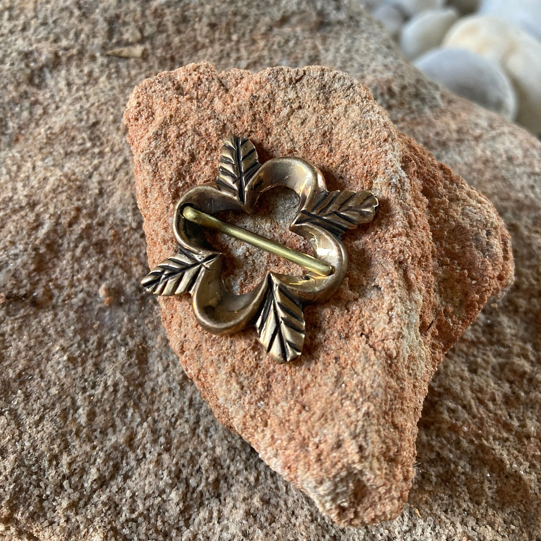 Bronze Quatrefoil Leaf Brooch