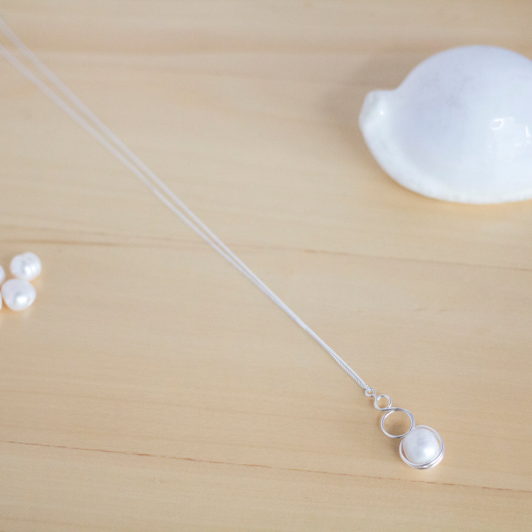 Sterling Silver Baroque Pearl Loop Pendant Necklace | Luxury Jewellery Gift Idea