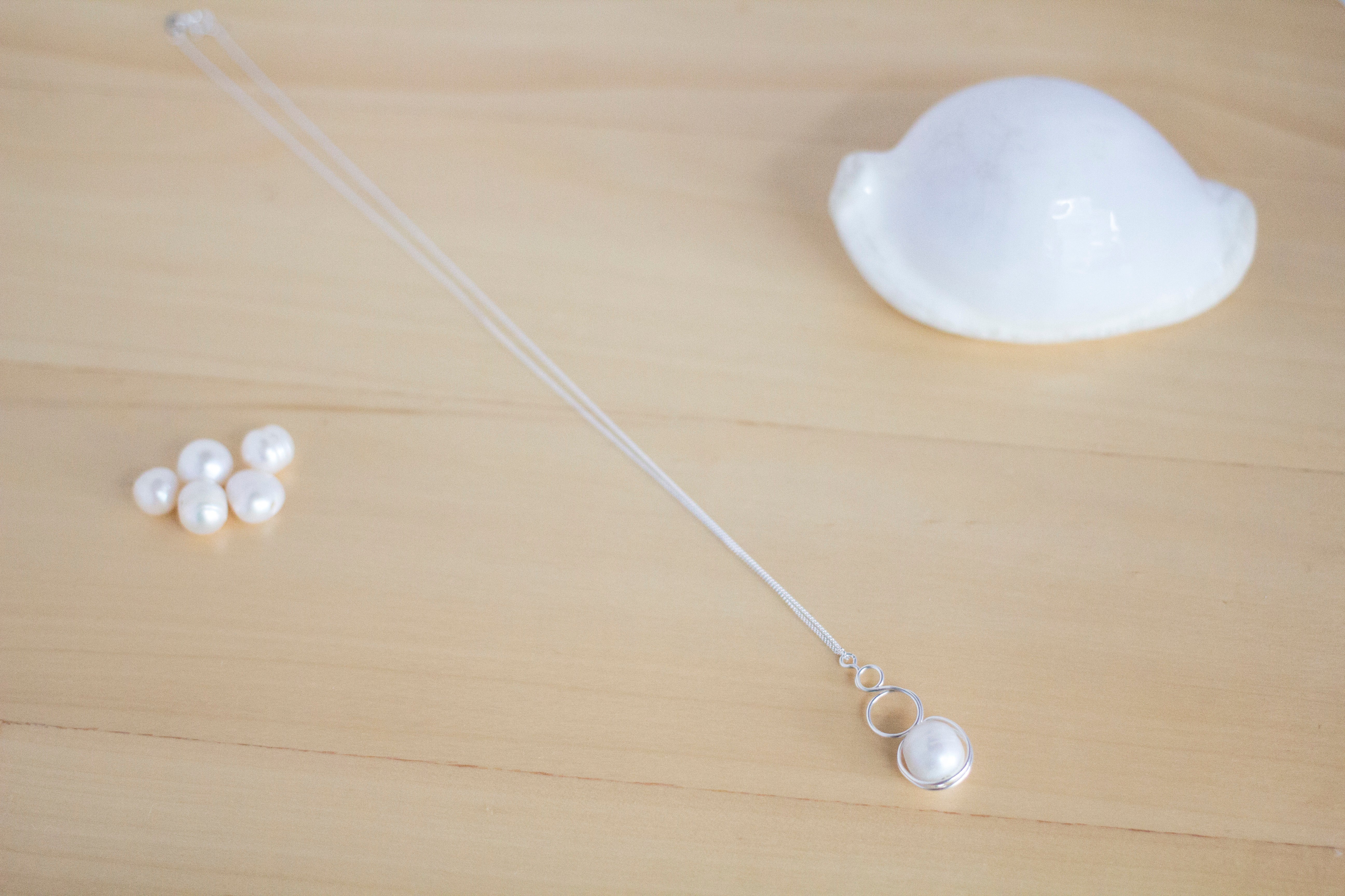 Sterling Silver Baroque Pearl Loop Pendant Necklace | Luxury Jewellery Gift Idea