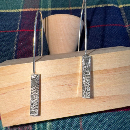 Handcrafted Sterling Silver Textured Bar Threader Earrings