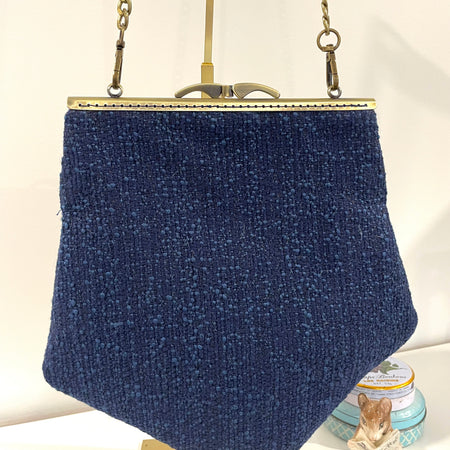 Handmade Art Deco Style Blue Tapestry Handbag