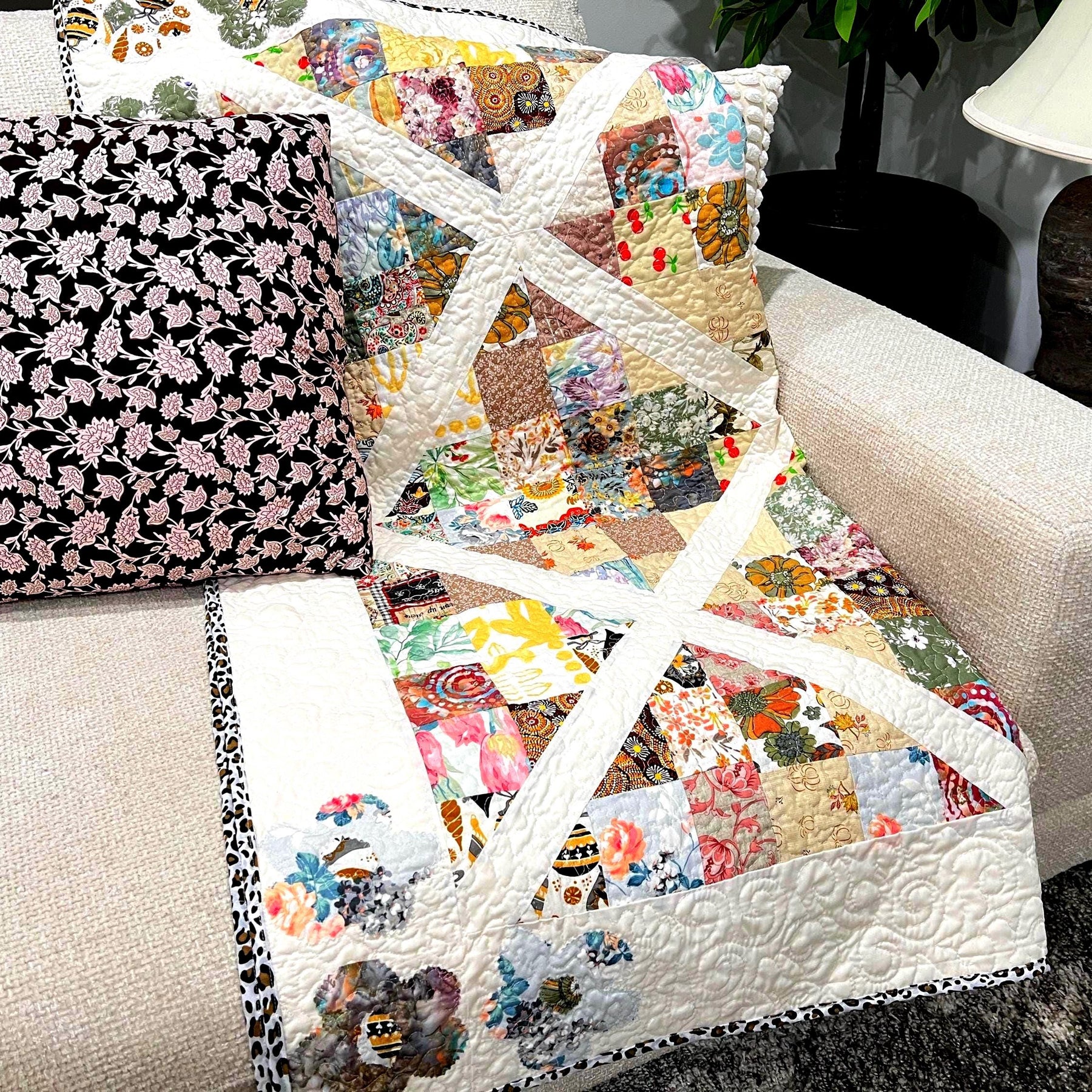 Split & Strip Quilt Pattern – Diamond On Point Layout, Scrap Friendly (PDF Download)