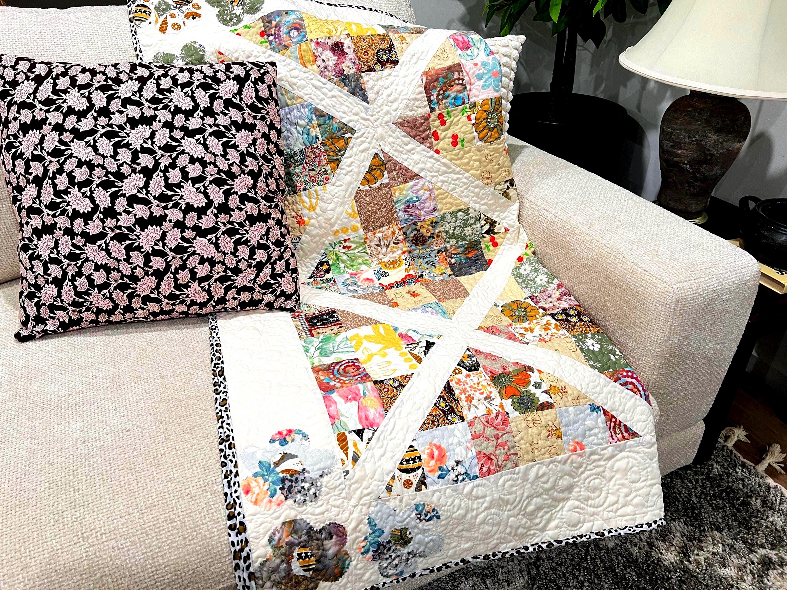 Split & Strip Quilt Pattern – Diamond On Point Layout, Scrap Friendly (PDF Download)