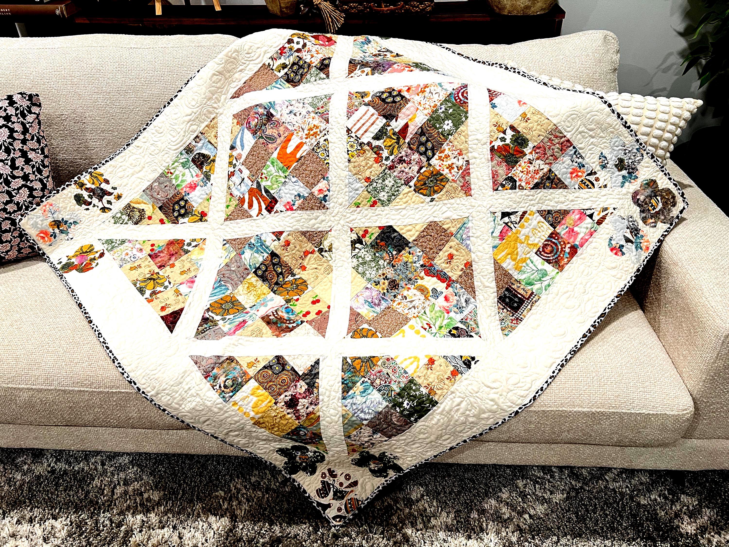 Split & Strip Quilt Pattern – Diamond On Point Layout, Scrap Friendly (PDF Download)