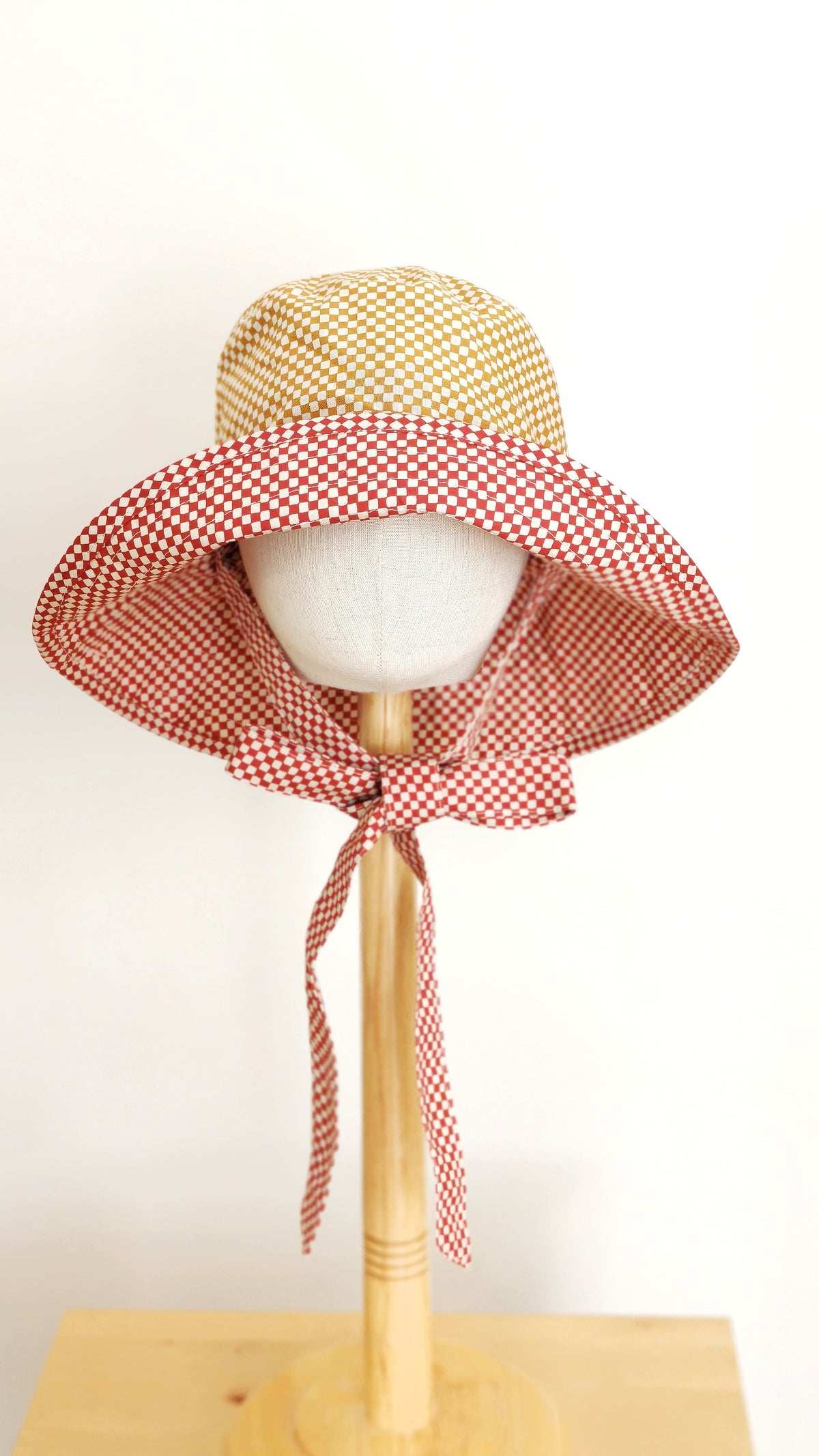 Kids Summer Reversible Sun, Gingham Kids Sun Hat