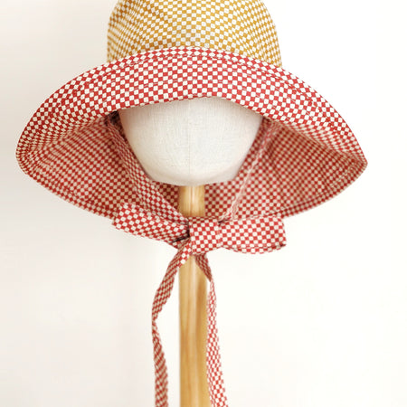 Kids Summer Reversible Sun, Gingham Kids Sun Hat