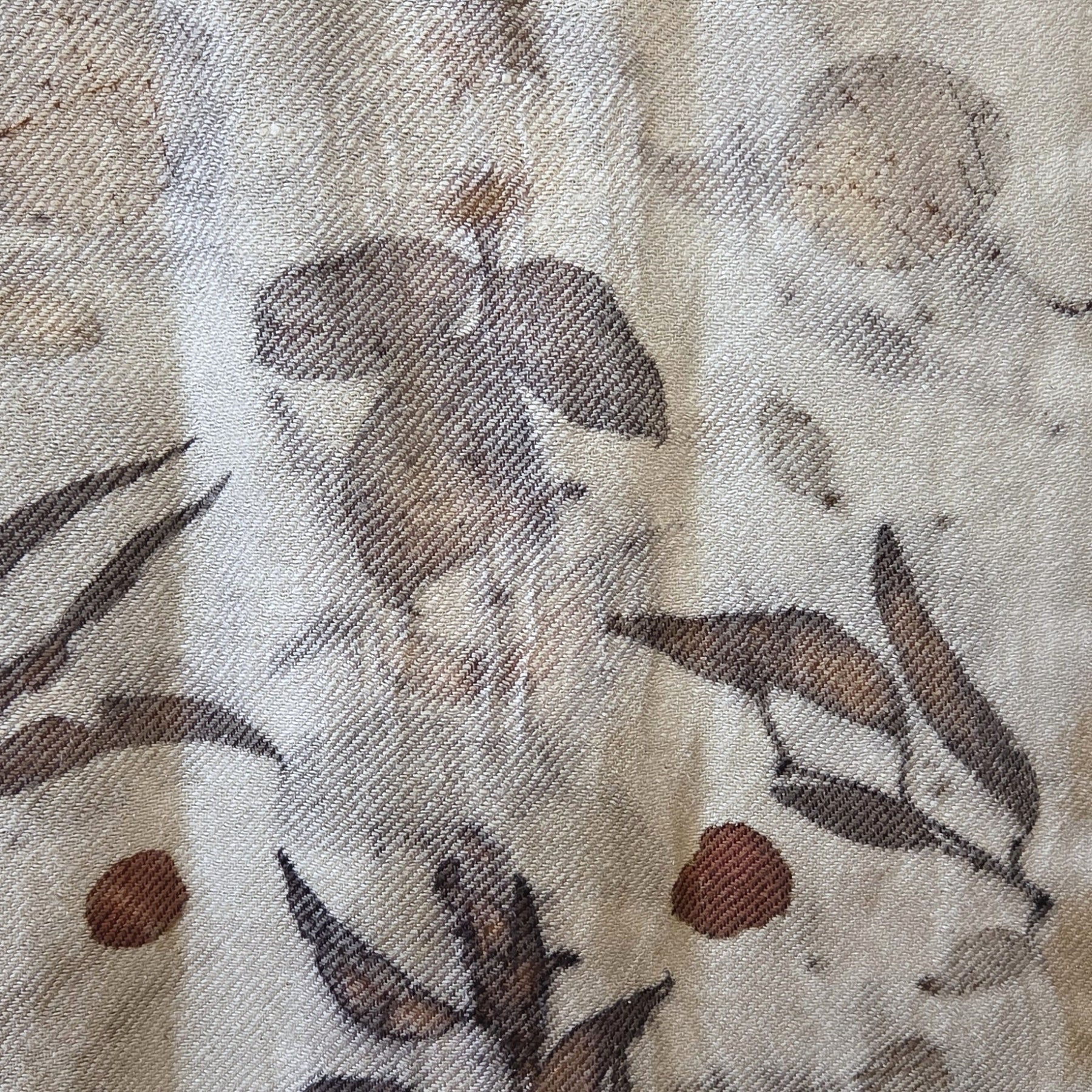 The Olive - Silk/Wool Blend  Ecoprint Scarf/Wrap