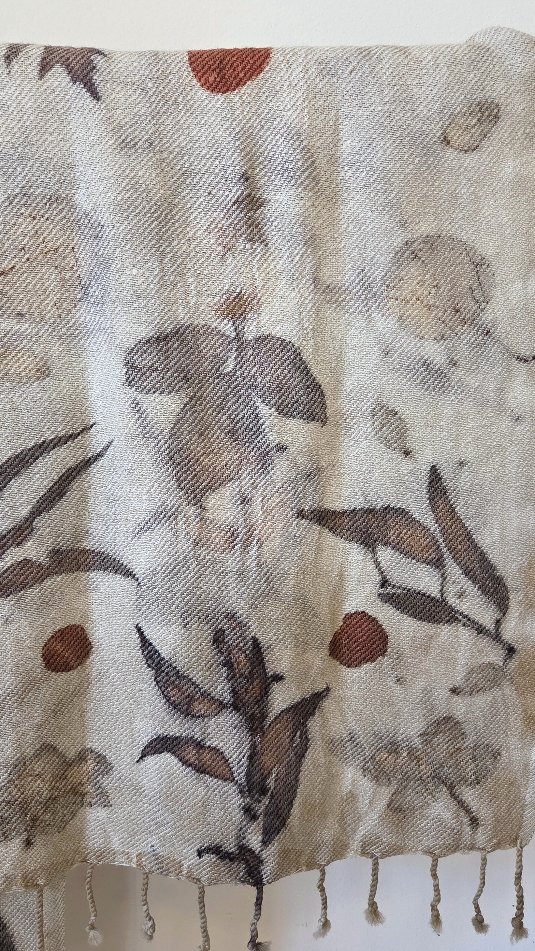 The Olive - Silk/Wool Blend  Ecoprint Scarf/Wrap