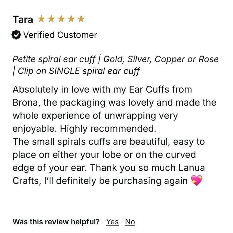 Spiral ear cuff | gold silver copper rose titanium & more | Clip on Compression | Unisex Men’s Women’s jewellery | 3 sizes