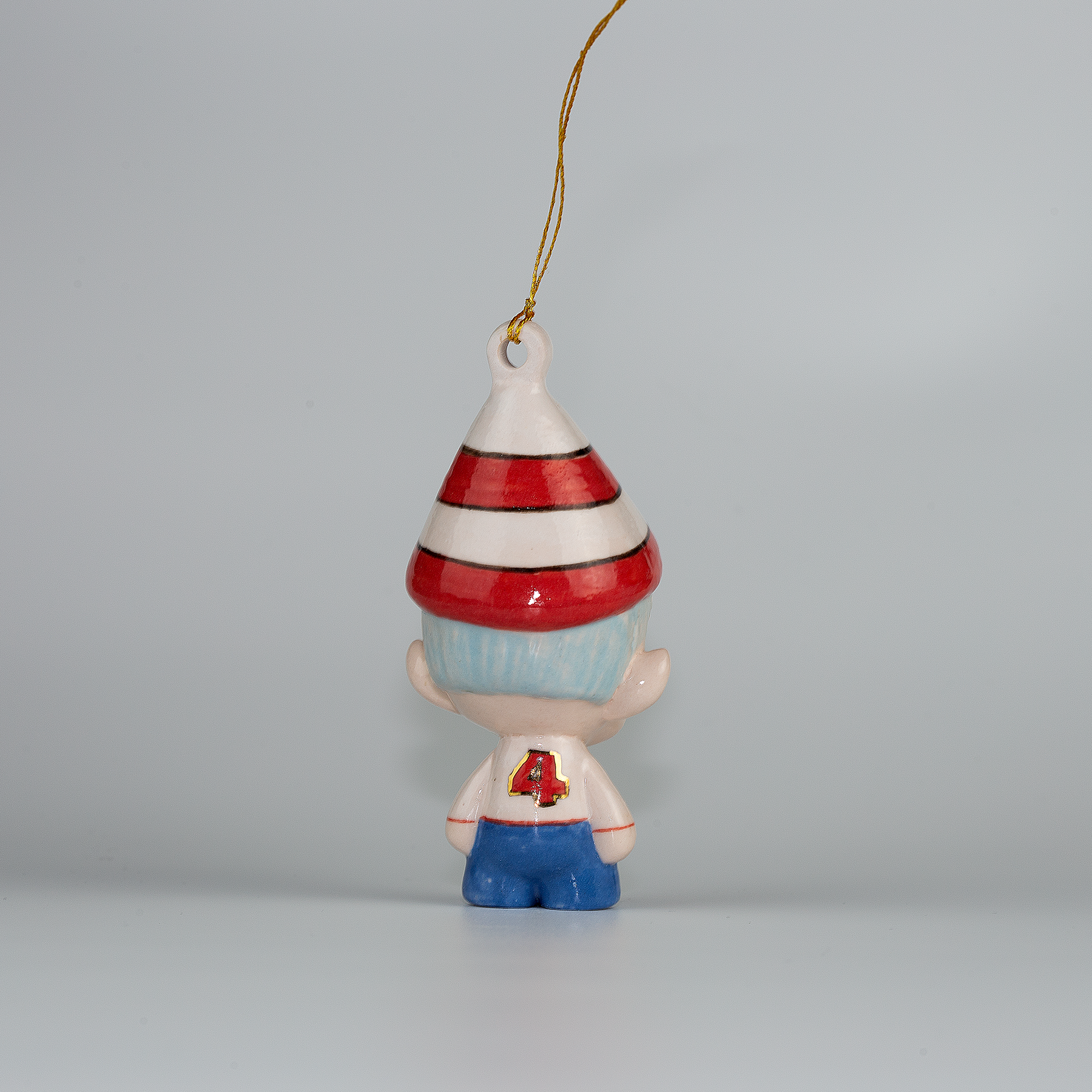 Handmade Porcelain Christmas ornament. One-of-a-kind. Christy, the Tinker Elf.