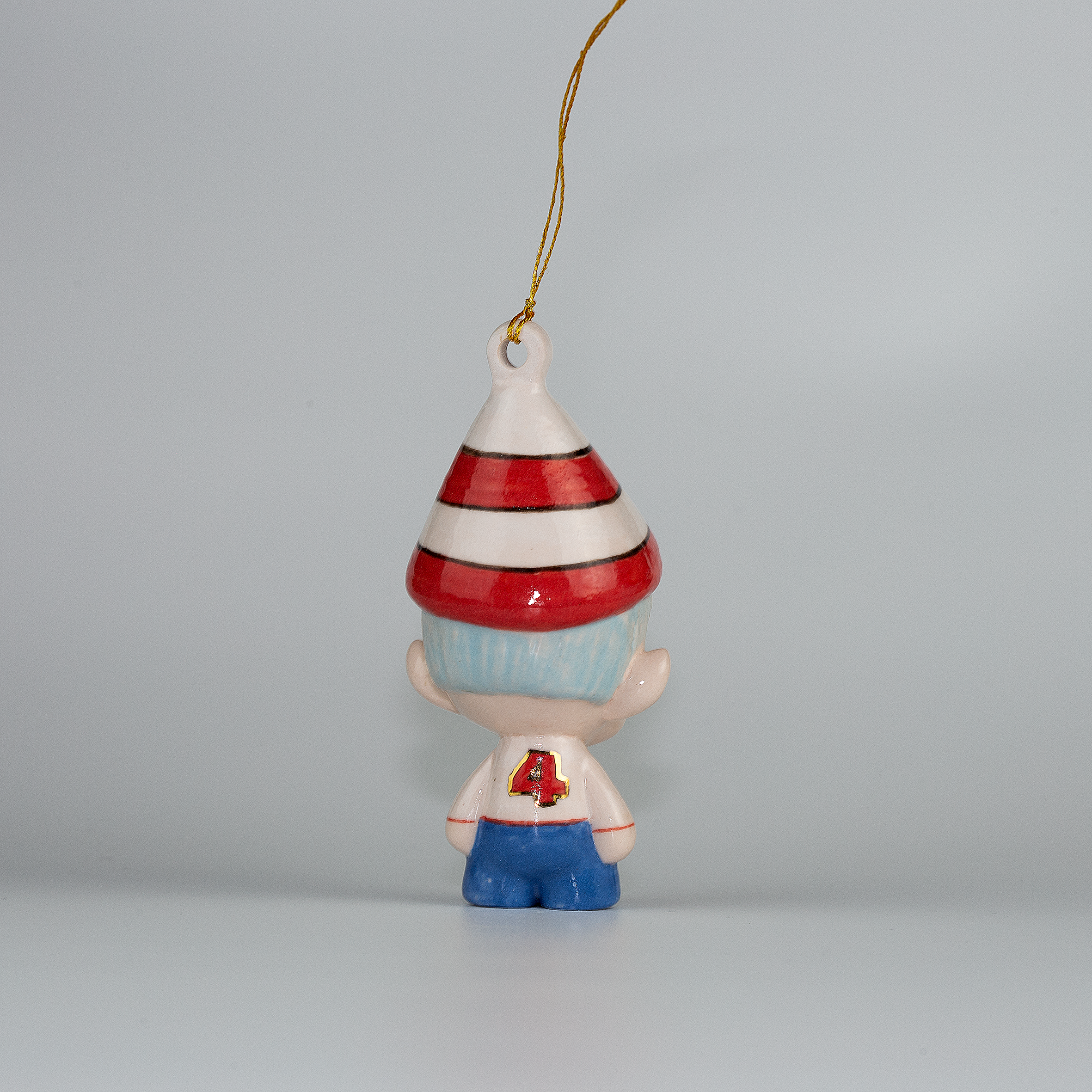 Handmade Porcelain Christmas ornament. One-of-a-kind. Christy, the Tinker Elf.