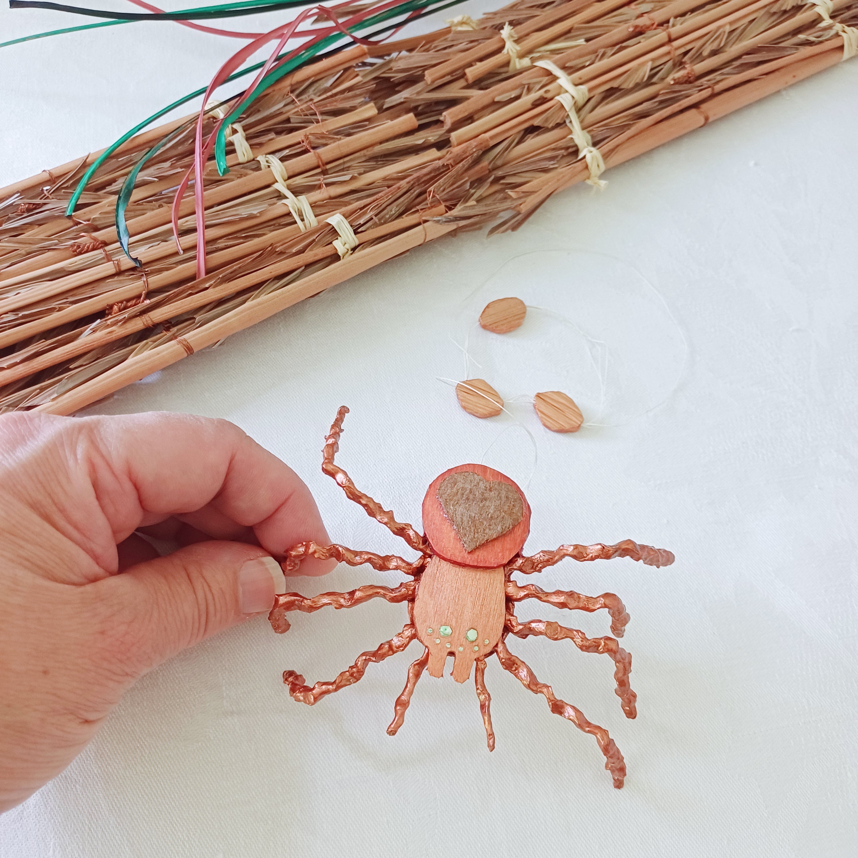 Wobble Webber handmade spider ornament, hanging decoration