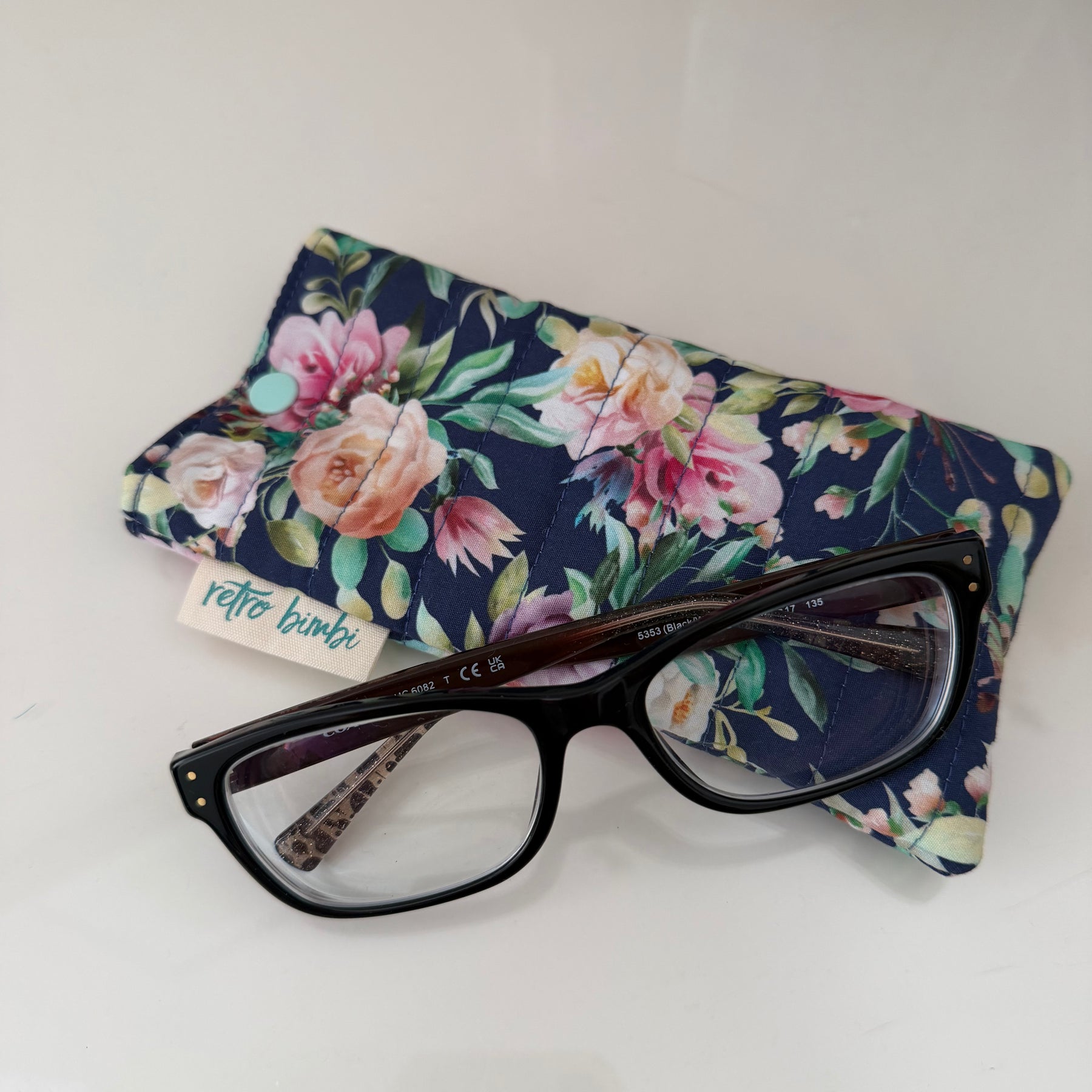 Quilted Glasses Case - Blue Floral