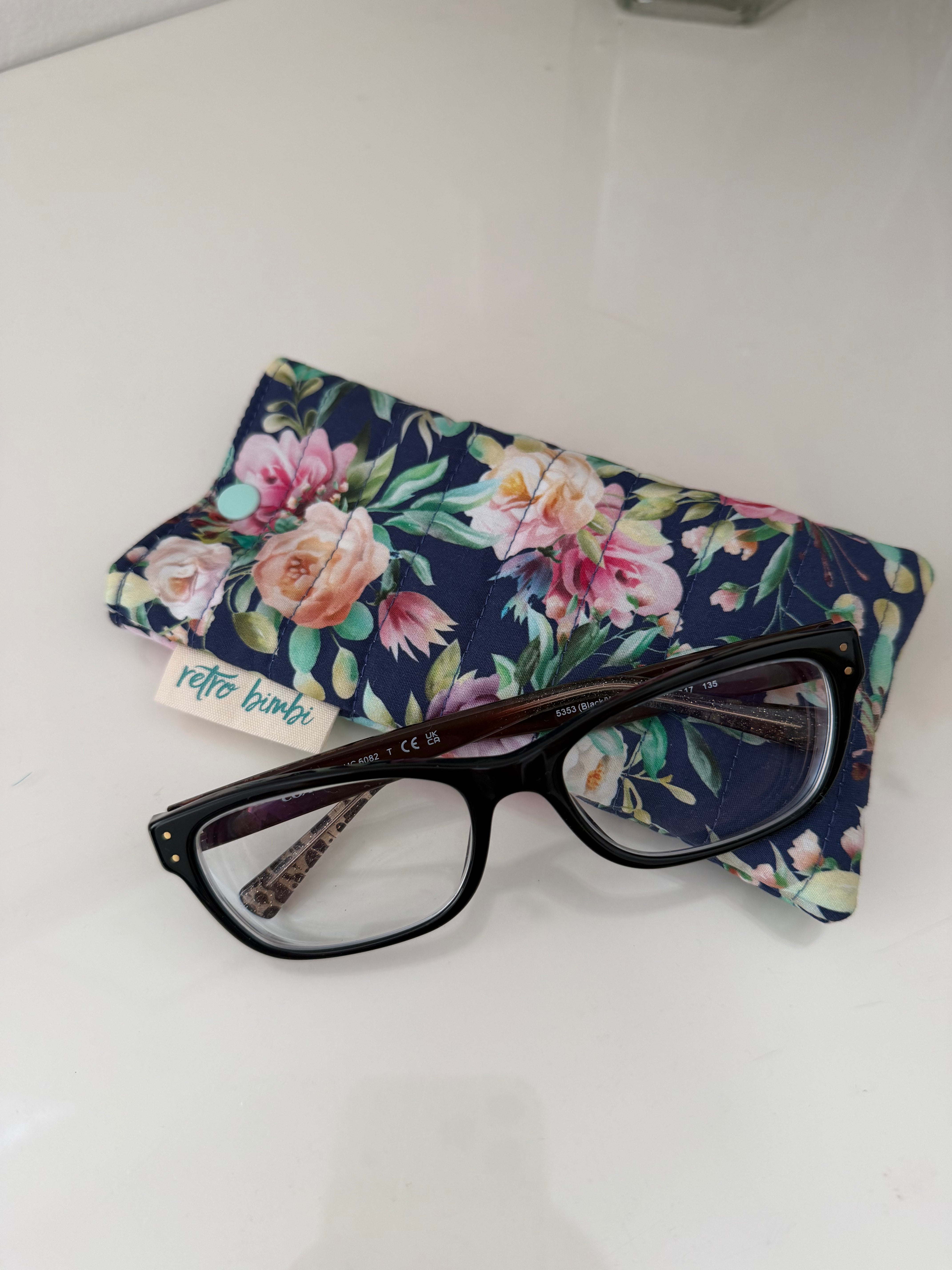 Quilted Glasses Case - Blue Floral