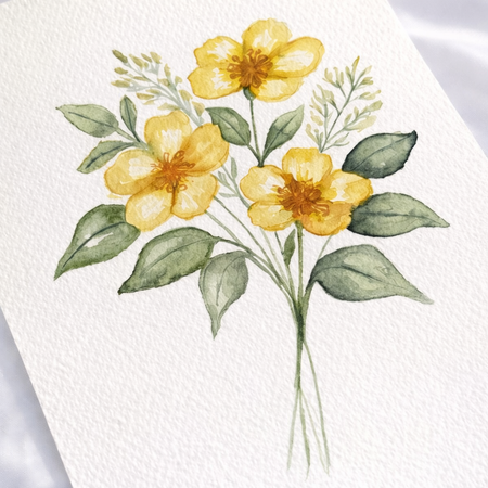 Original Watercolour Artwork – Hibbertia scandens (January Australian Native Birthflower)