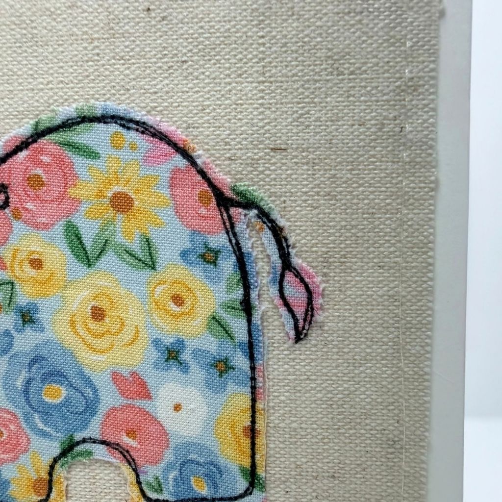 Sweet Little Elephant - Handmade Fabric Greeting Card