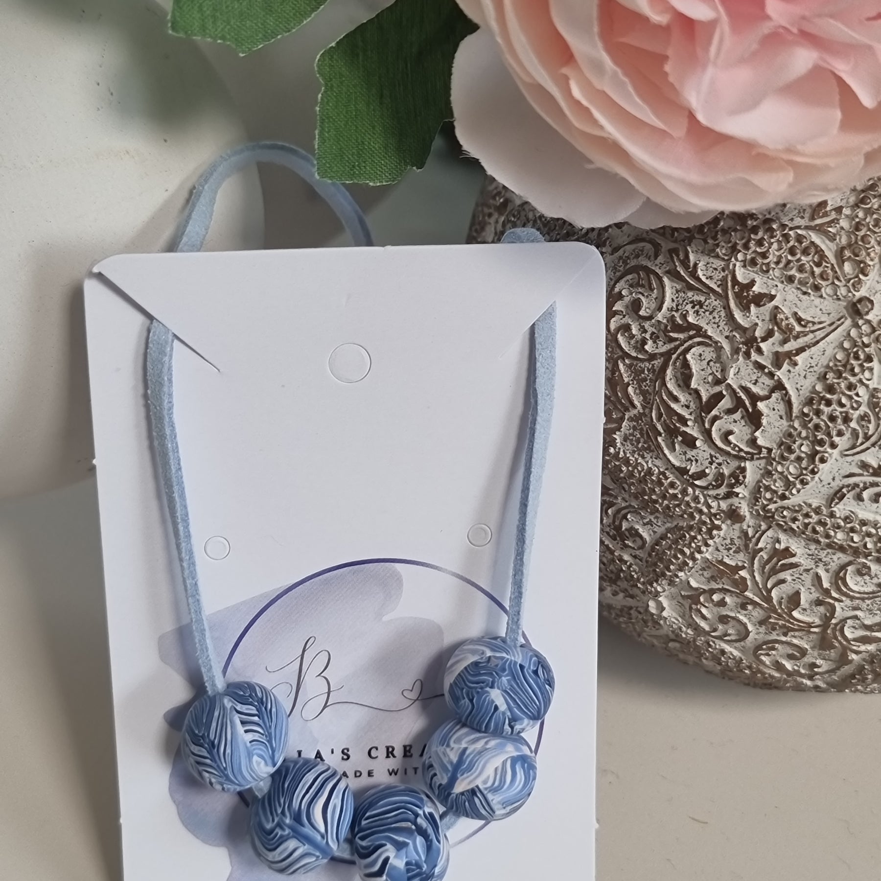 Blue Feather Minimalist Necklace