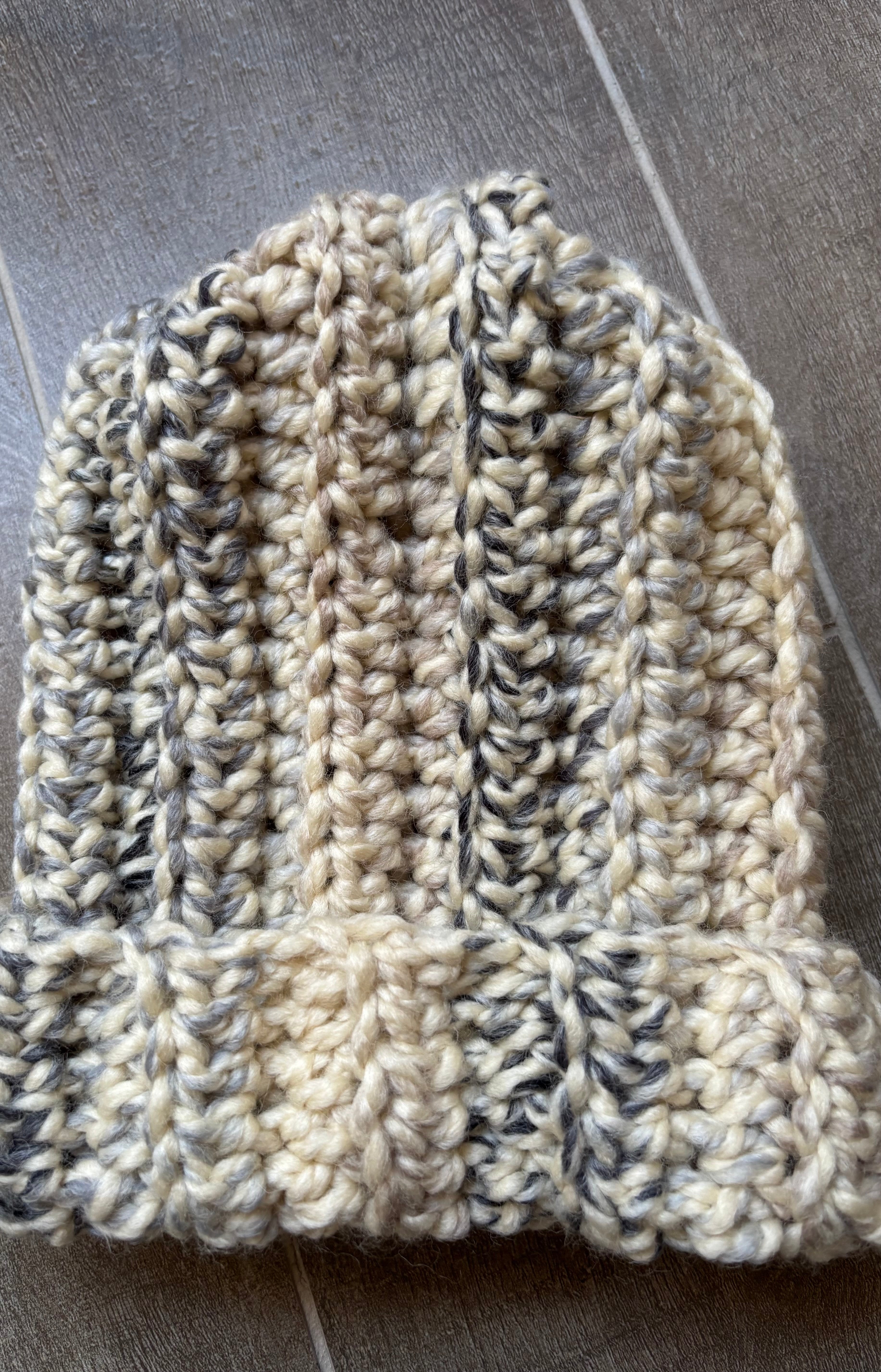 Hand Crocheted Beanie | Super Chunky |Grey Fleck | Unisex