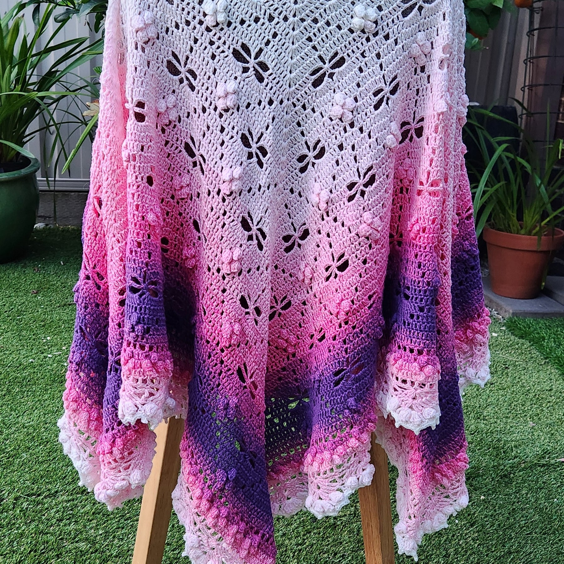 Crochet Pink Ombre Dragonfly Blanket