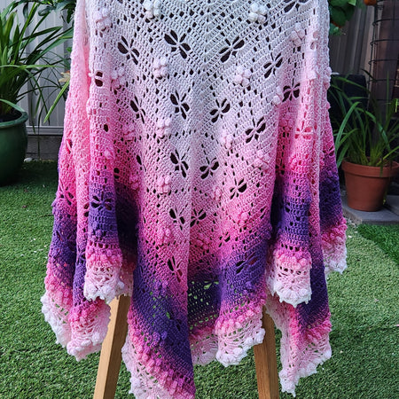 Crochet Pink Ombre Dragonfly Blanket