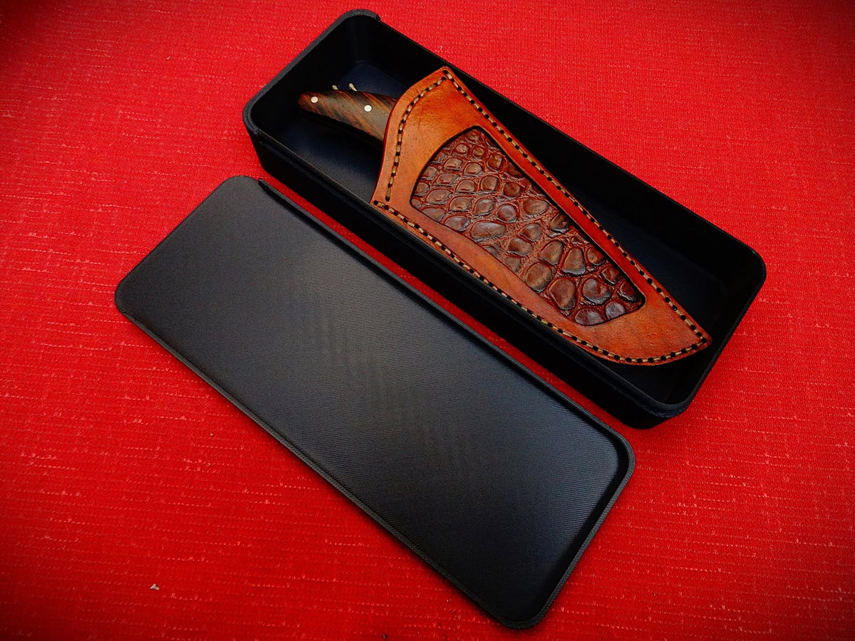 Outdoor camping 440c fixed blade knife leather sheath crocodile skin