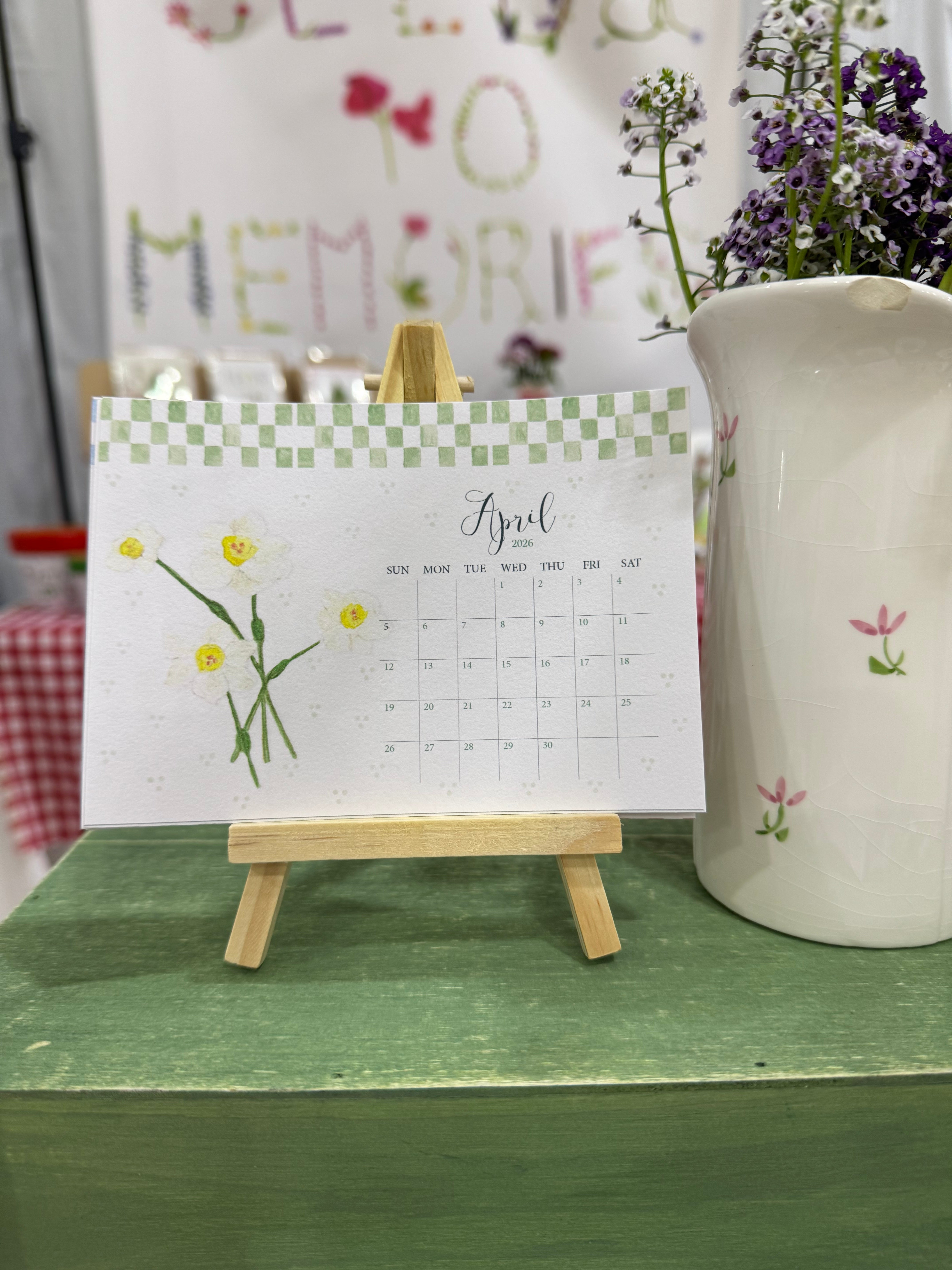 2026 Desk Calendar & Wooden Stand