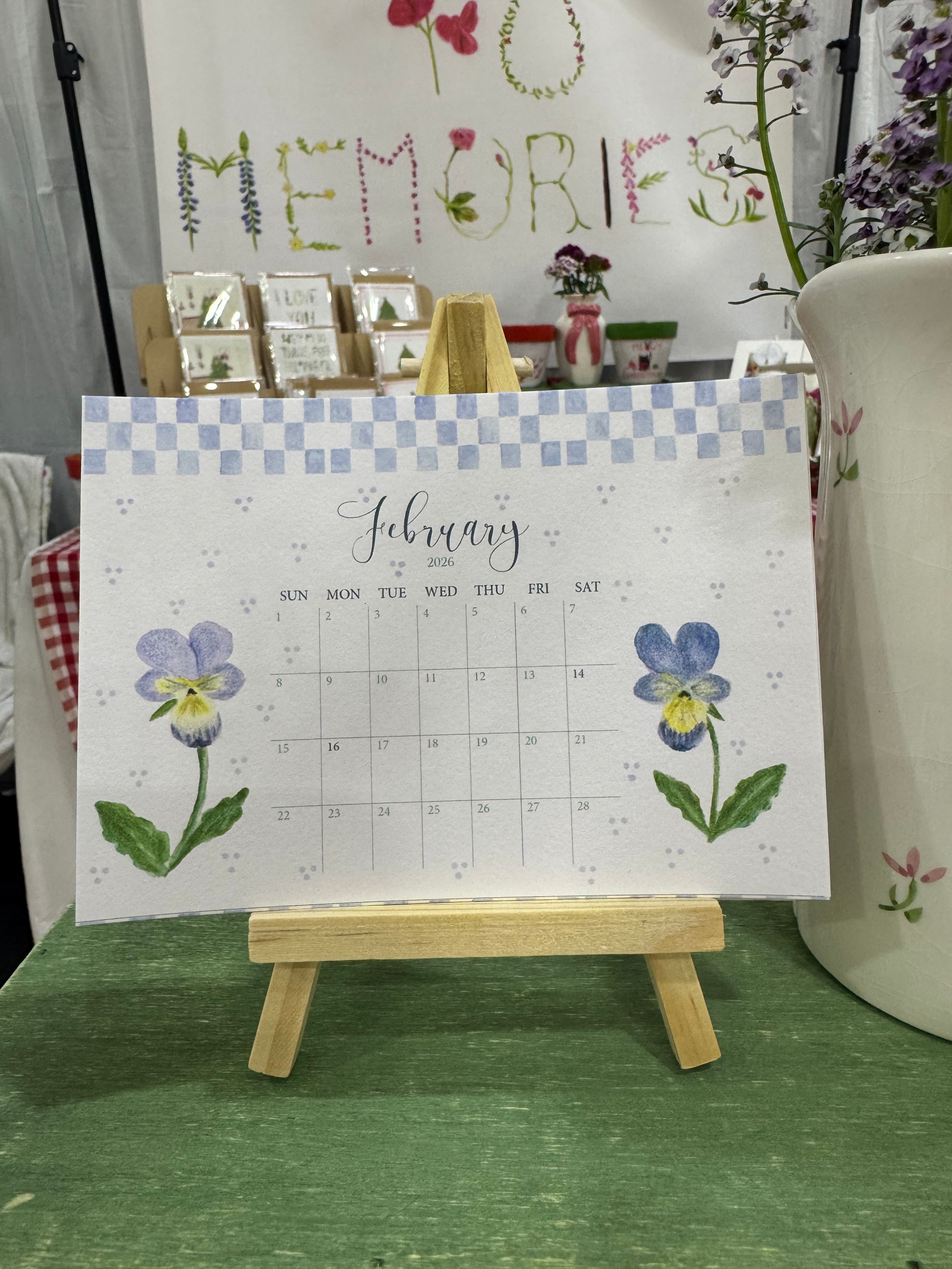 2026 Desk Calendar & Wooden Stand
