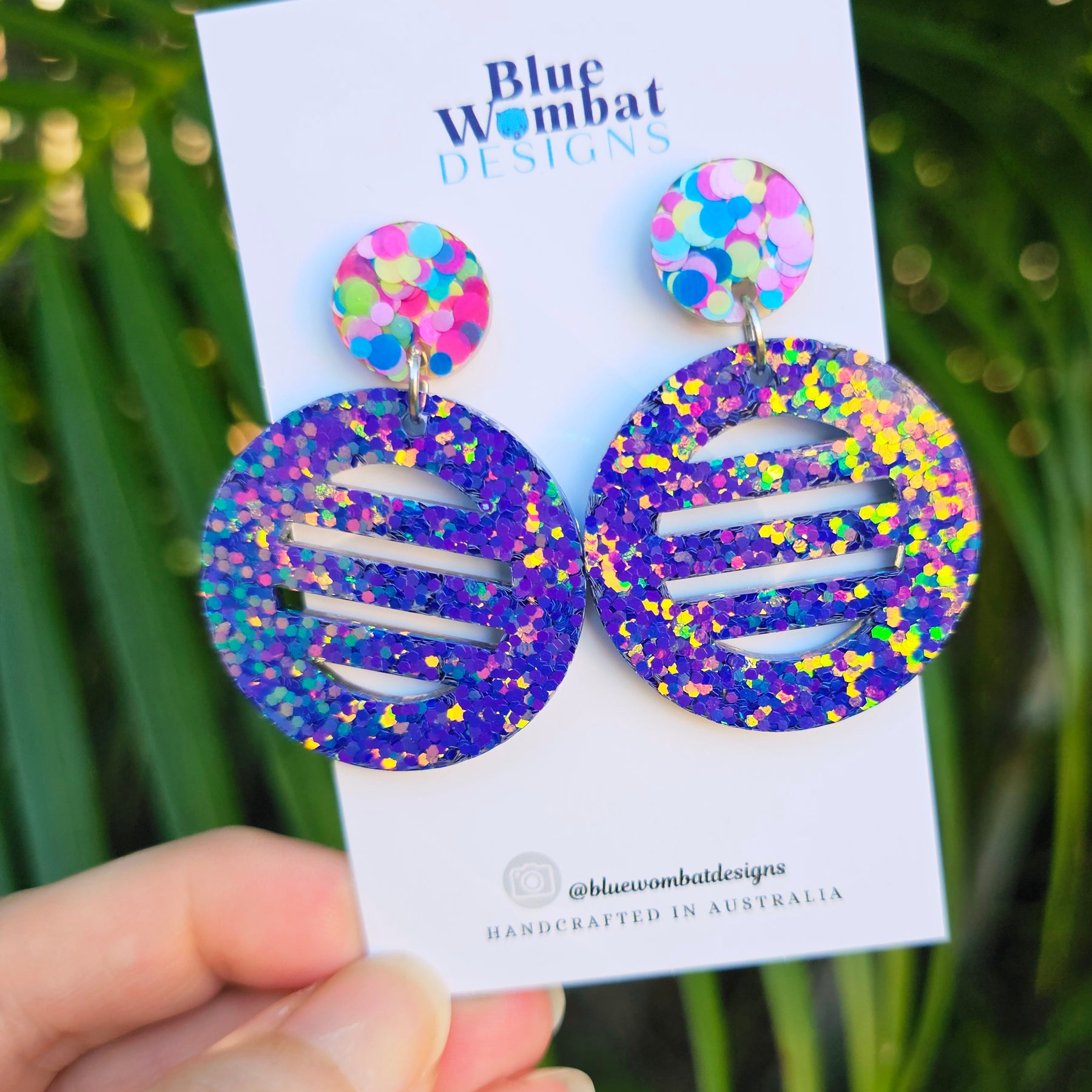 Disco Inspired Resin Glitter Statement Dangle Earrings