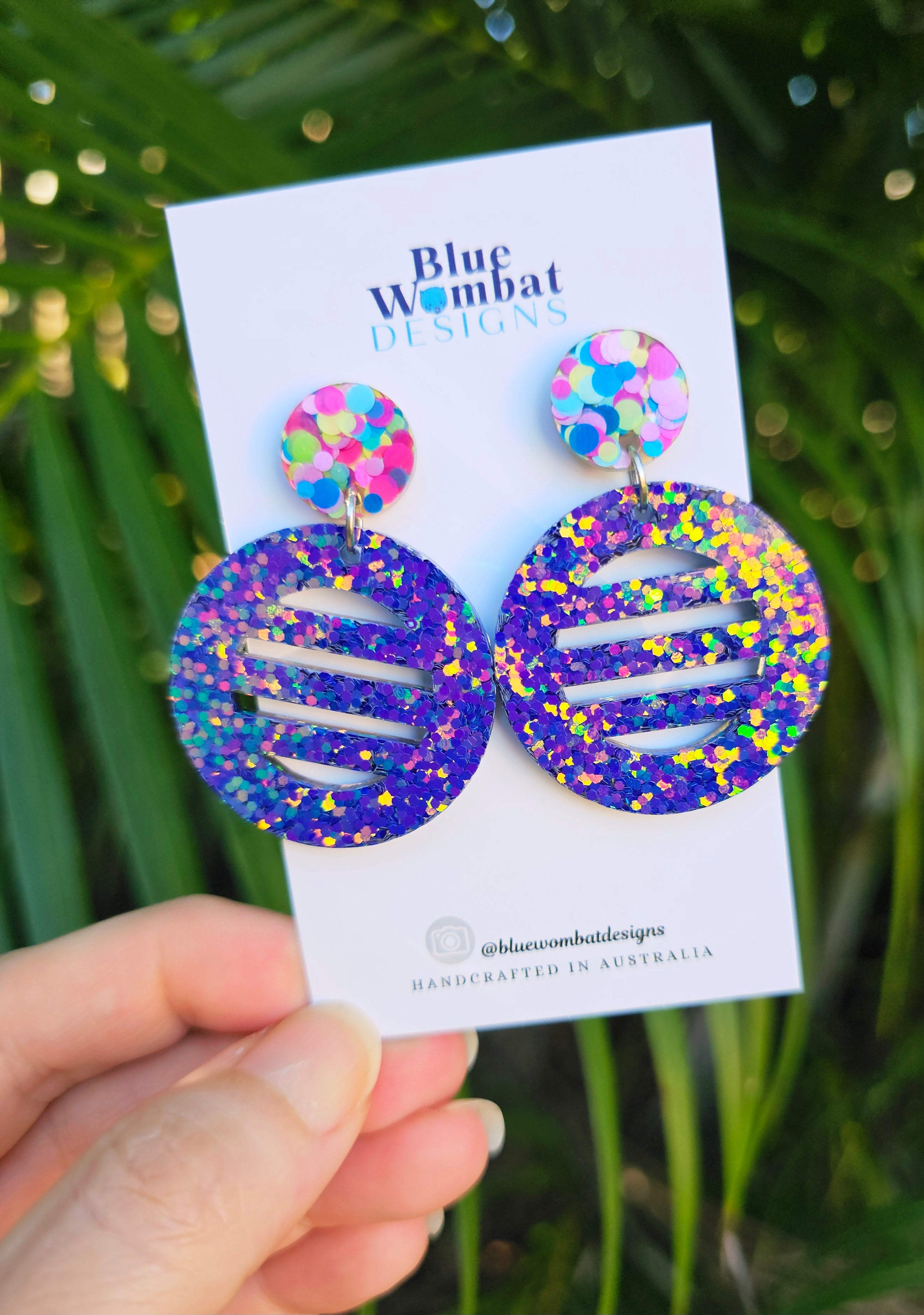 Disco Inspired Resin Glitter Statement Dangle Earrings
