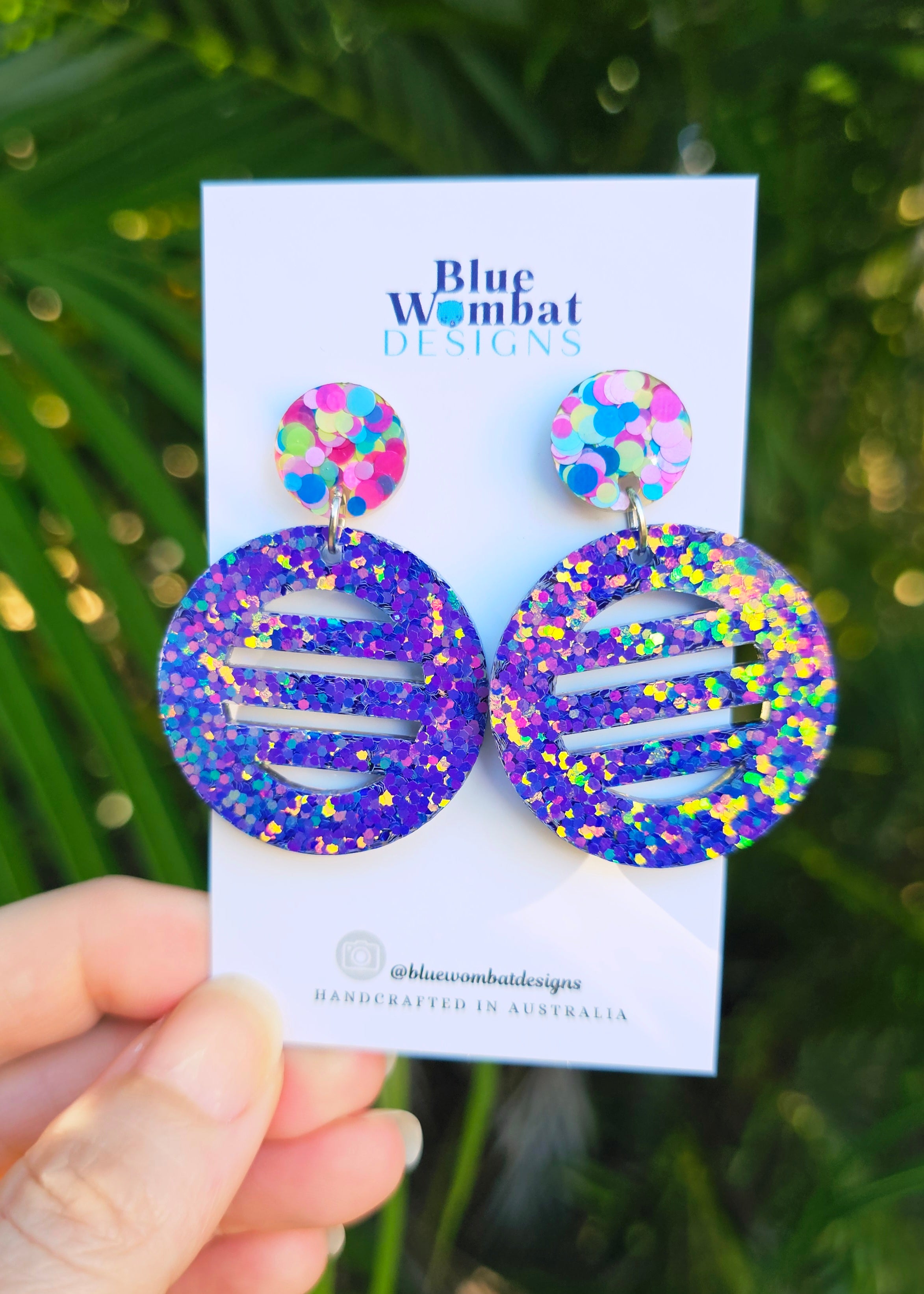 Disco Inspired Resin Glitter Statement Dangle Earrings