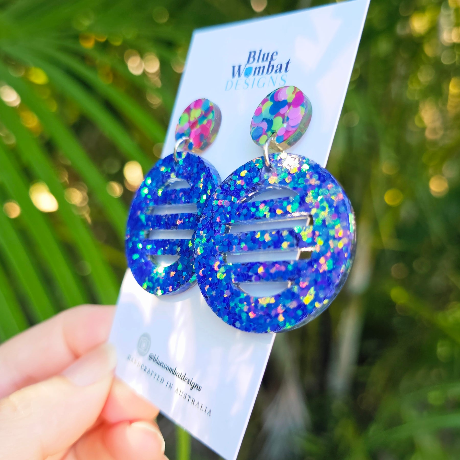 Disco Inspired Resin Glitter Statement Dangle Earrings