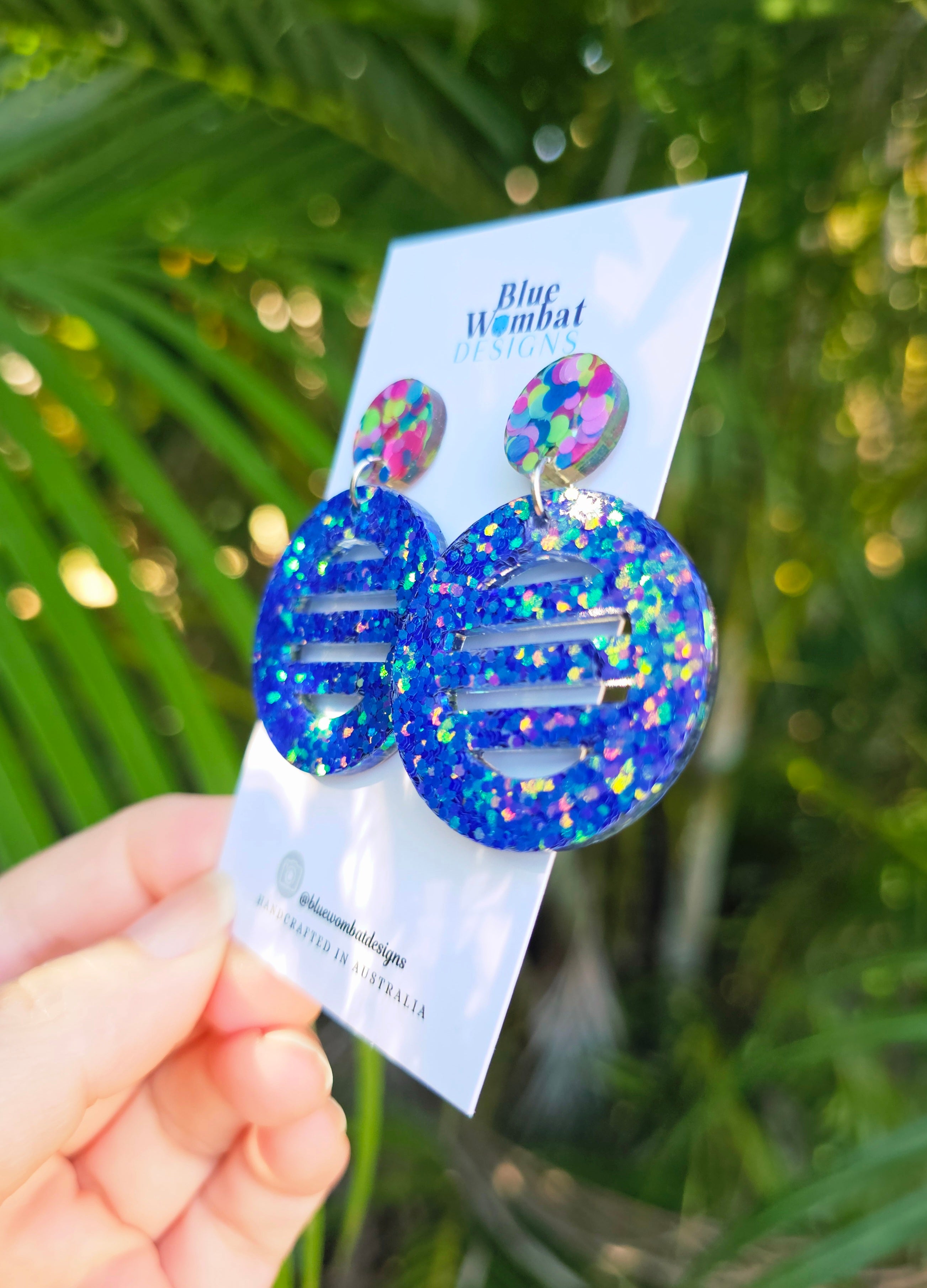 Disco Inspired Resin Glitter Statement Dangle Earrings
