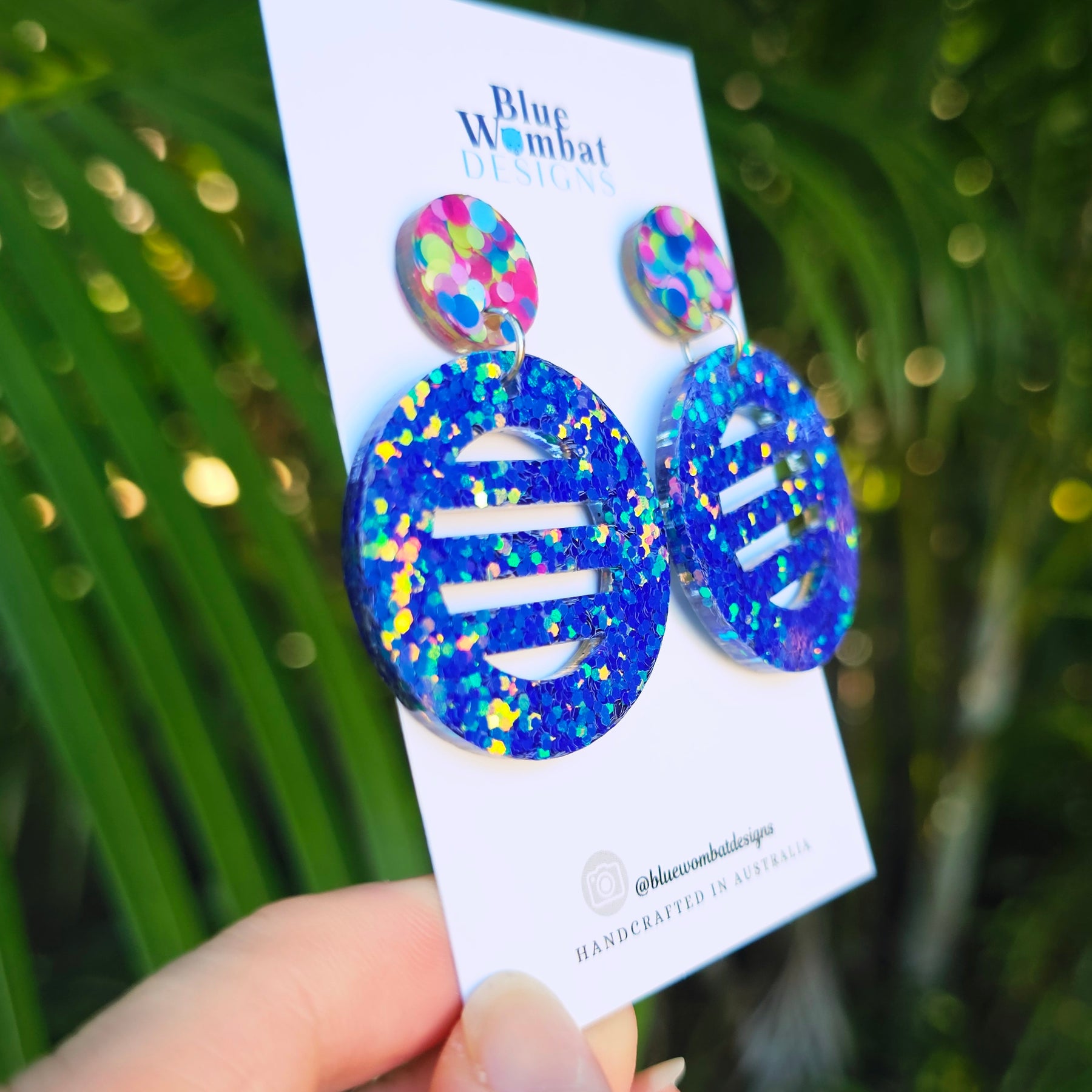 Disco Inspired Resin Glitter Statement Dangle Earrings