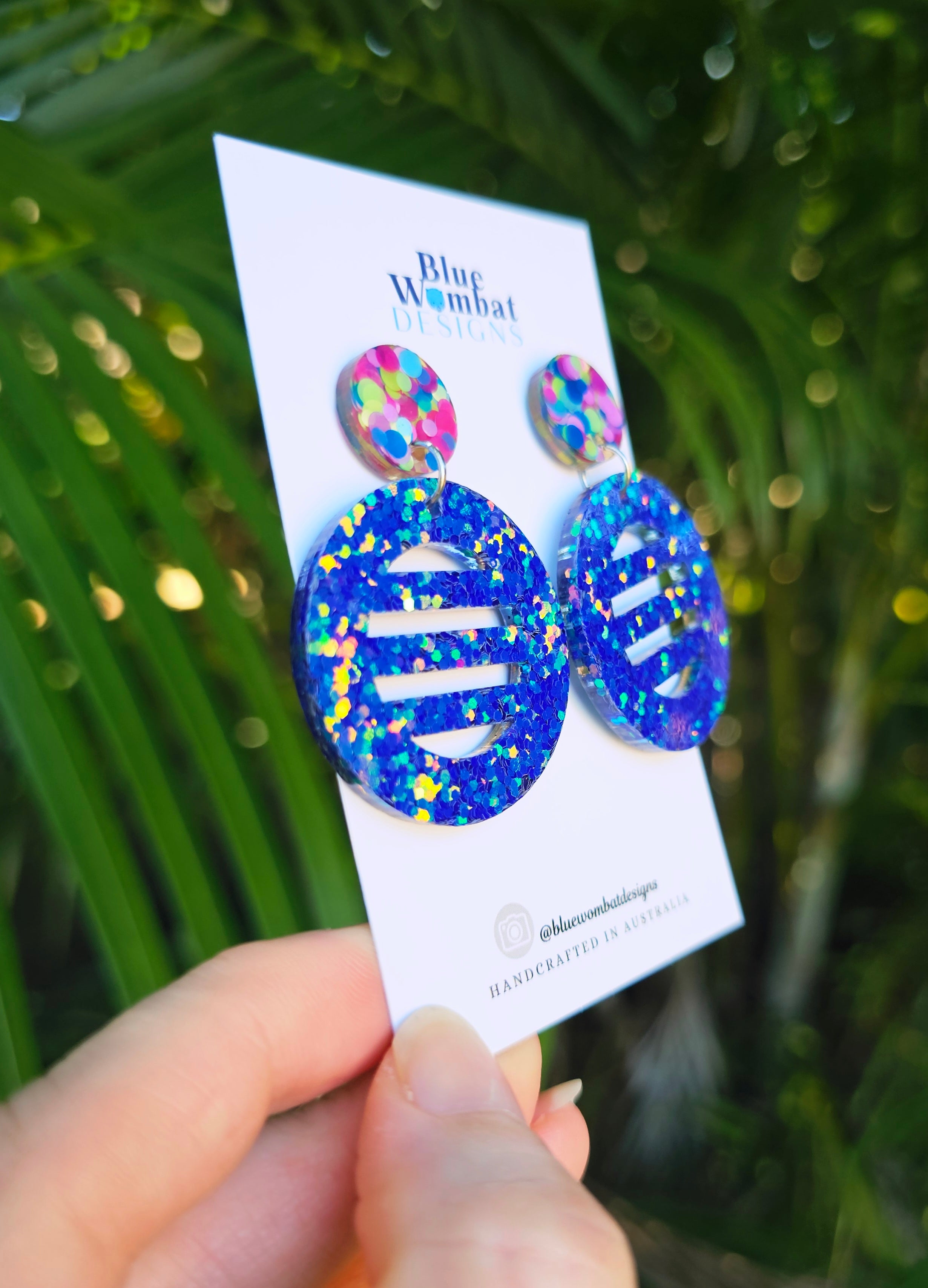 Disco Inspired Resin Glitter Statement Dangle Earrings