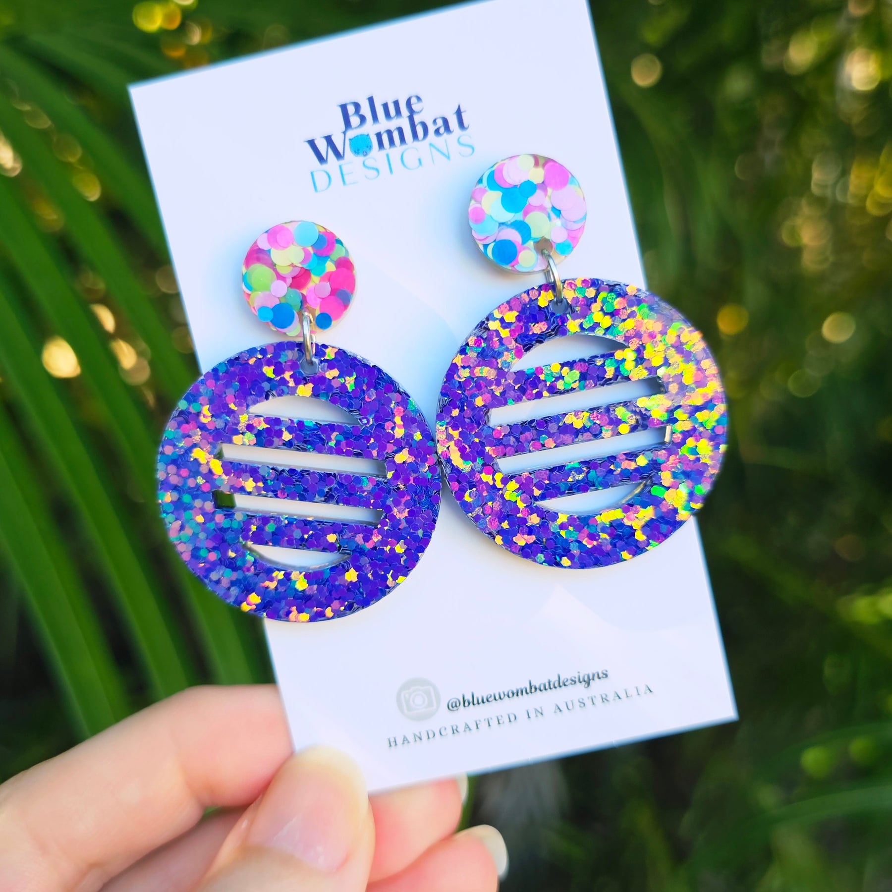 Disco Inspired Resin Glitter Statement Dangle Earrings