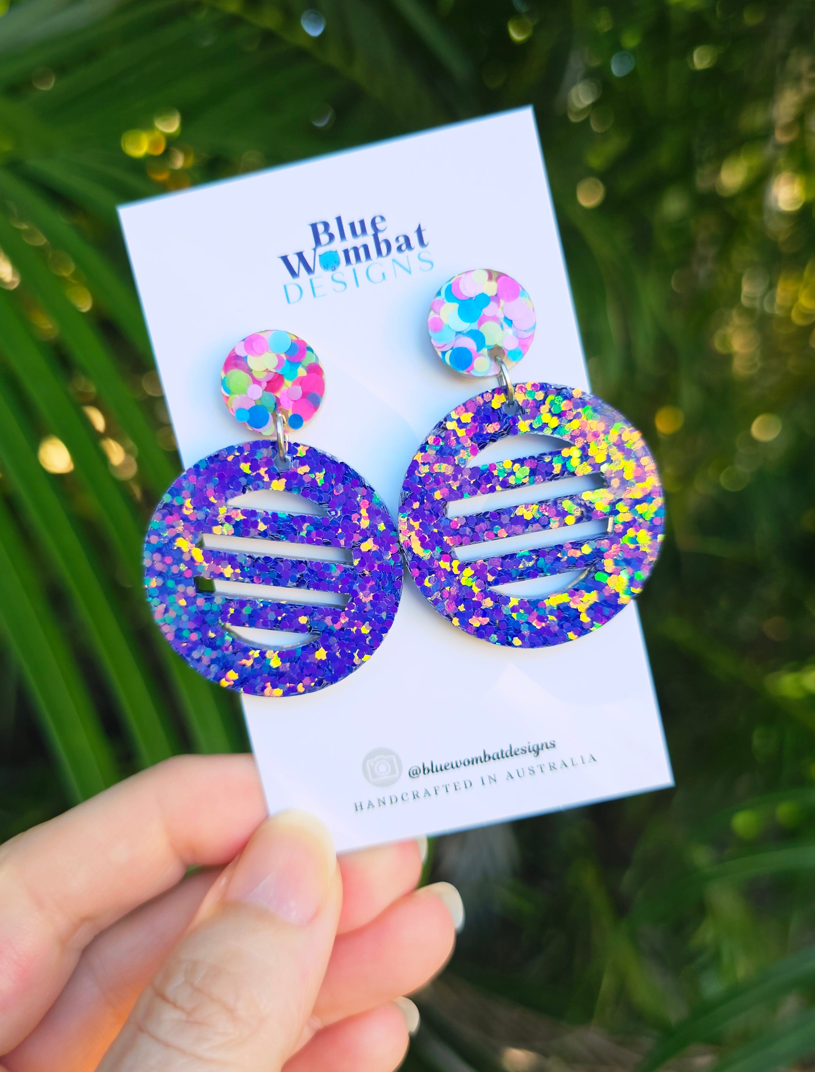 Disco Inspired Resin Glitter Statement Dangle Earrings