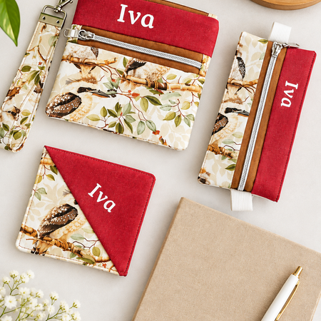 Personalized Kookaburra Stationery Gift Set: Pen Case, Pouch, Bookmark, Notebook, Stickers