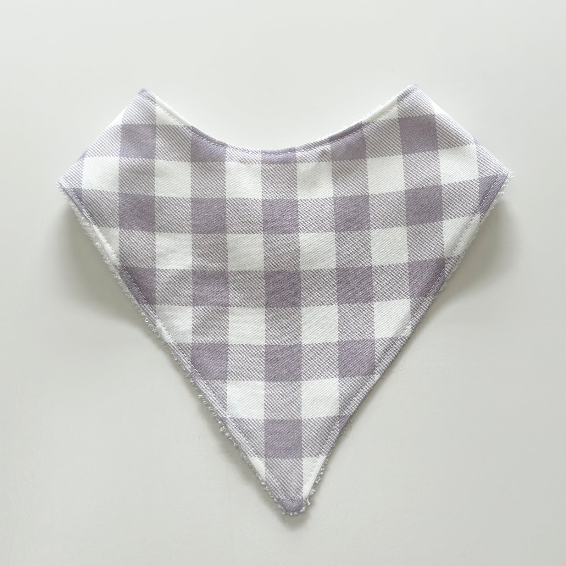 Lilac gingham bandana bib