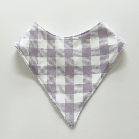 Lilac gingham bandana bib