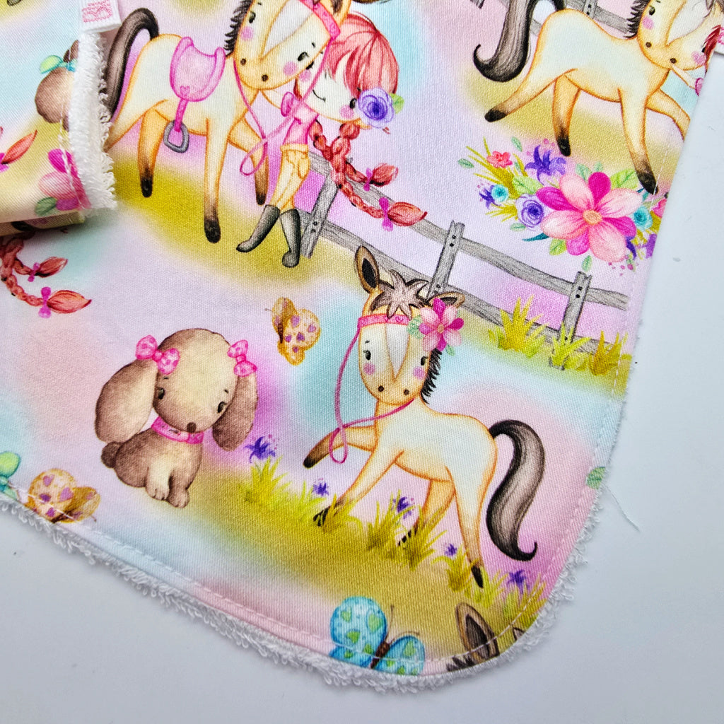 Baby Bib and Wash Cloth Pony Fabric Gift Set