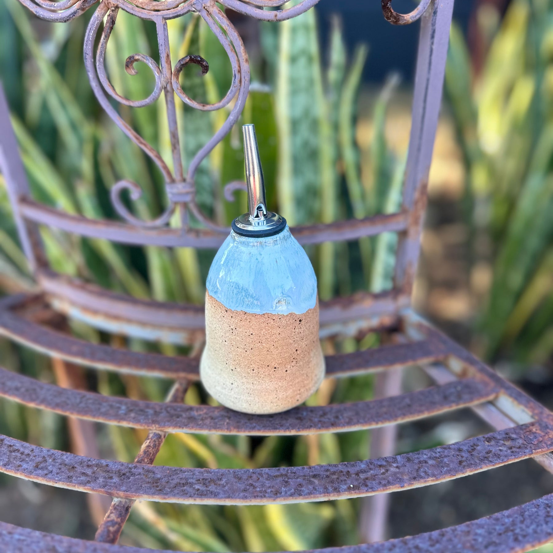 Speckled stoneware bud vase | Forget-me-not