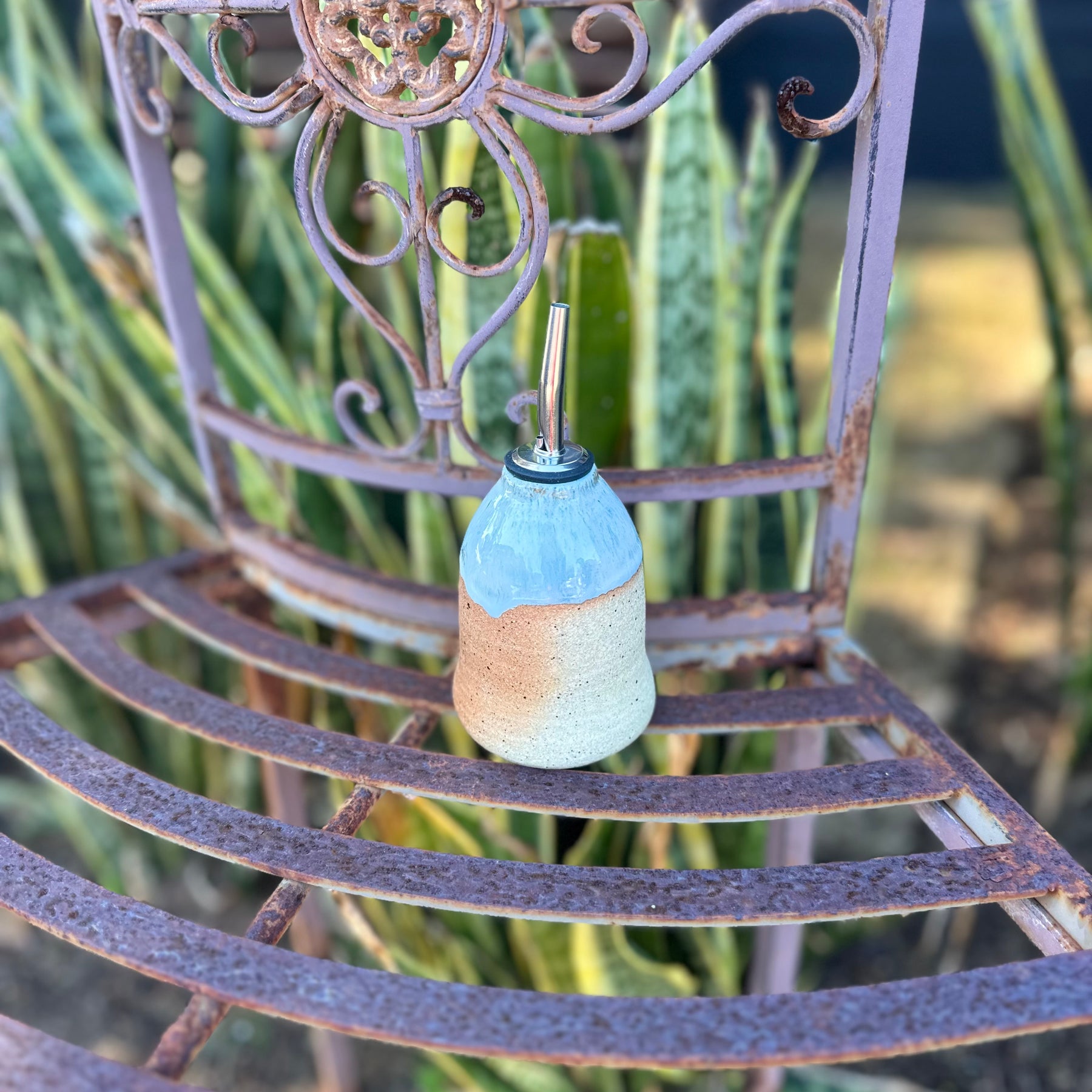 Speckled stoneware bud vase | Forget-me-not