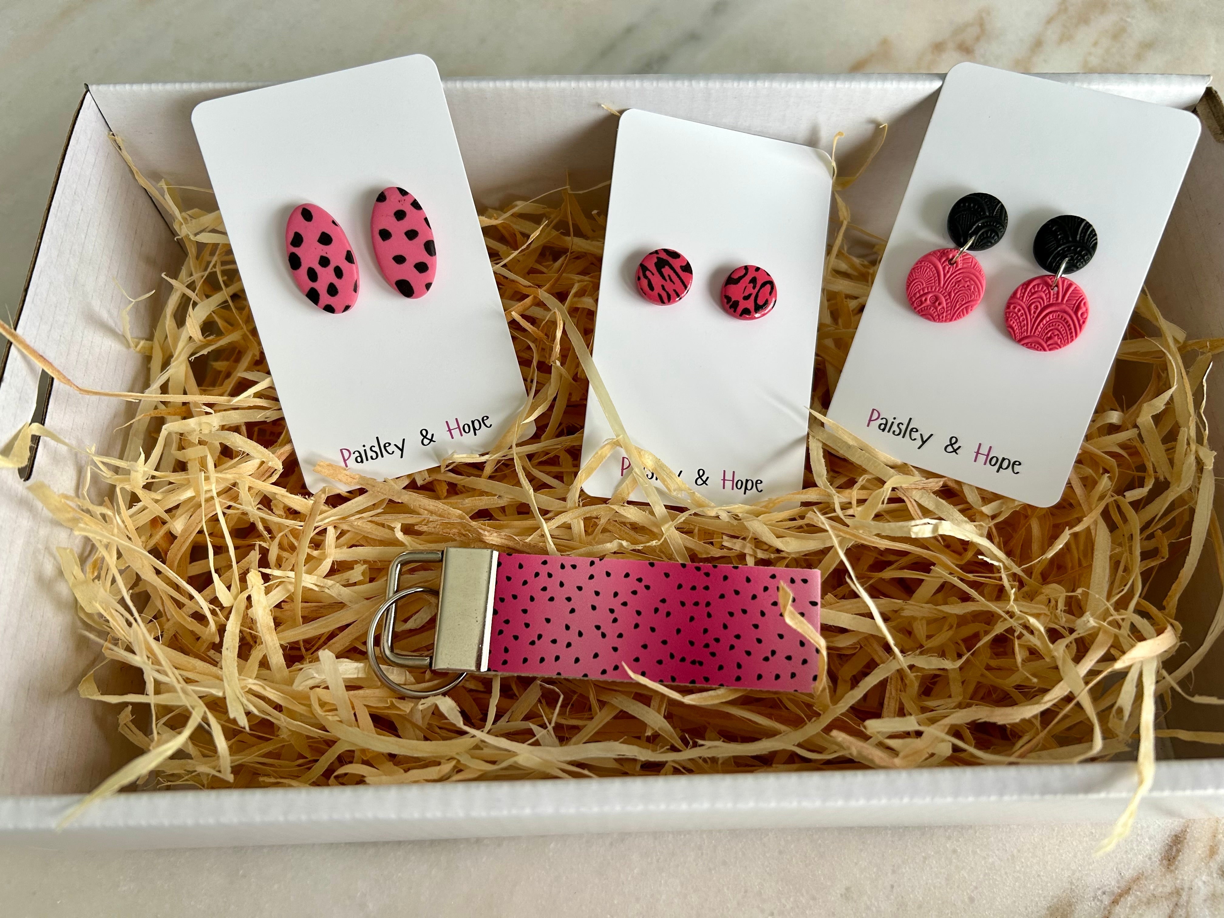 Polymer Clay & Faux Leather Pink & Black Gift Pack