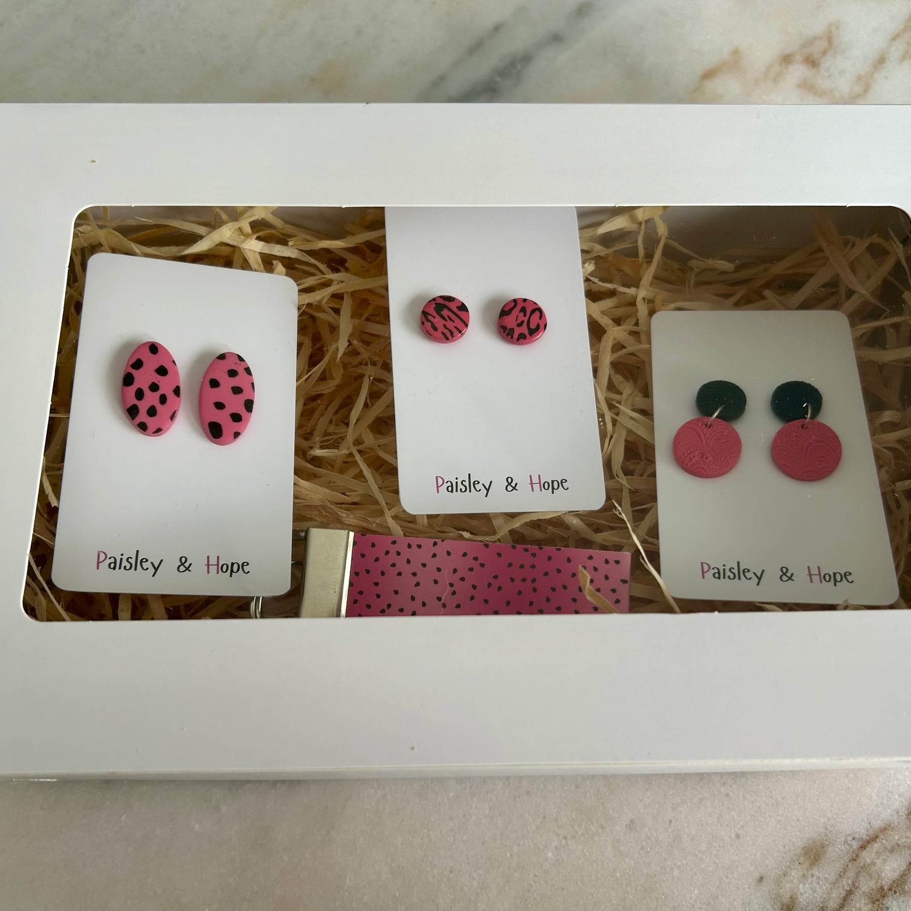 Polymer Clay & Faux Leather Pink & Black Gift Pack