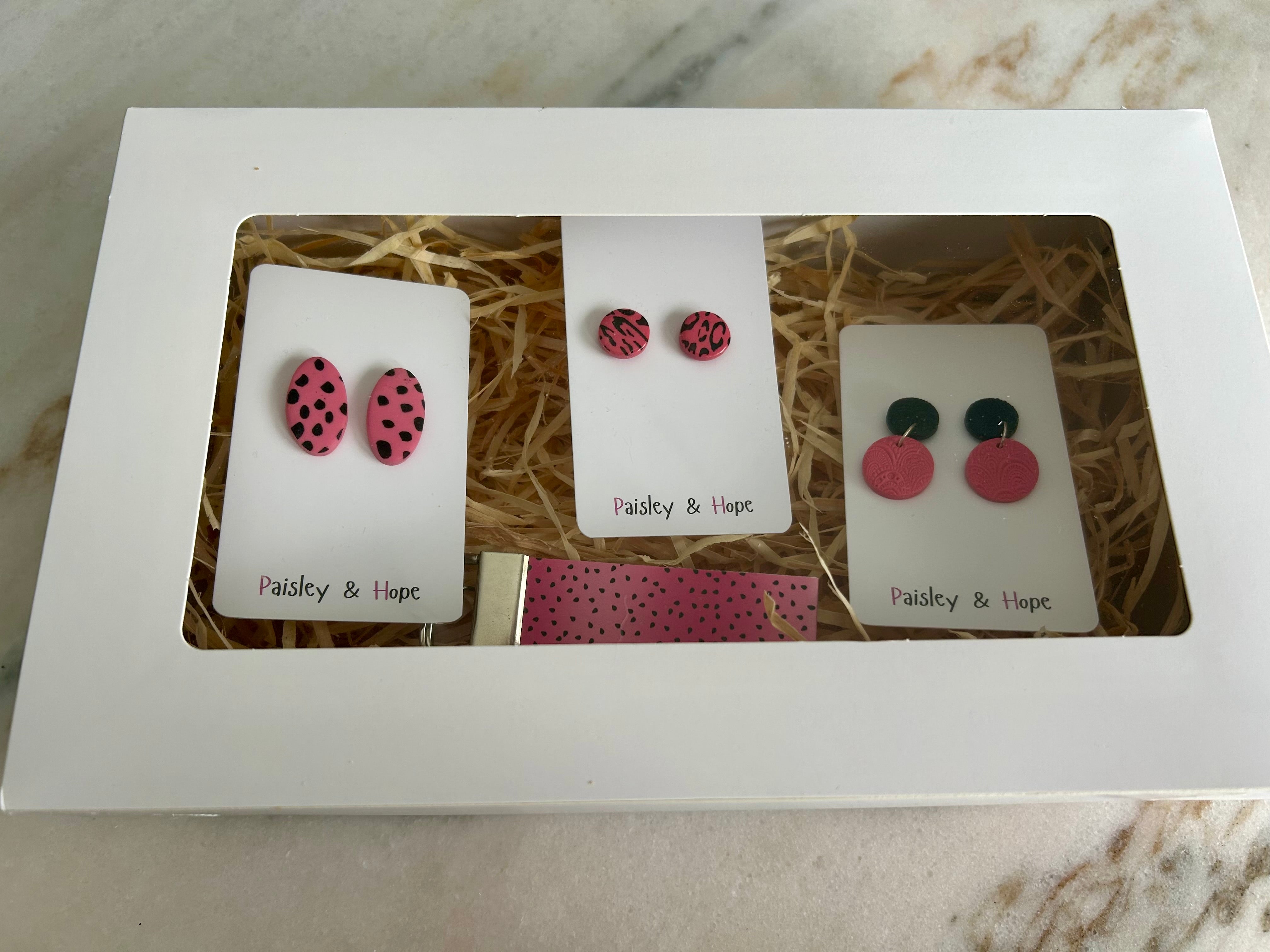 Polymer Clay & Faux Leather Pink & Black Gift Pack