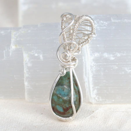 Wire Wrapped Tibetan Turquoise Keepsake Pendant